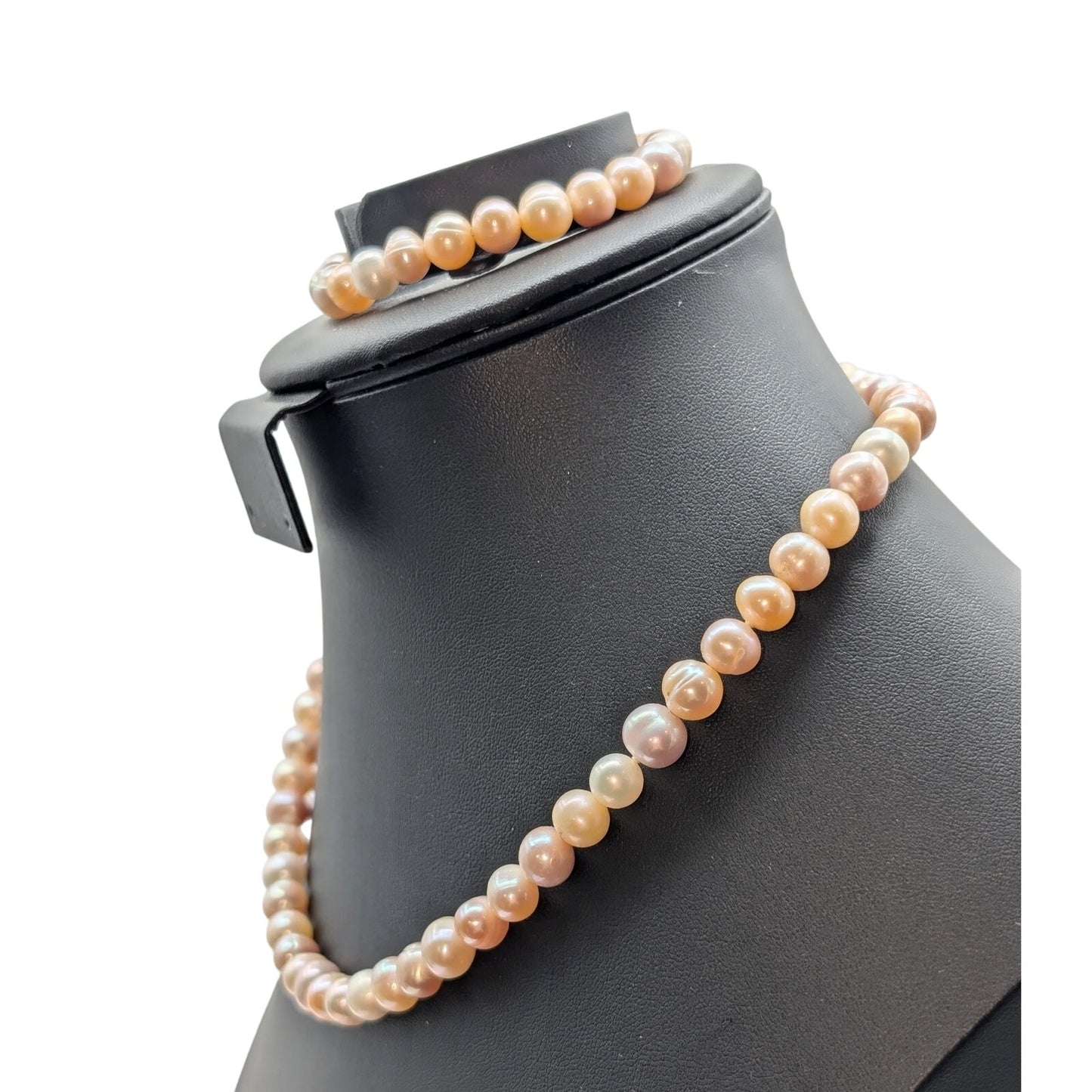 925 Sterling Silver Clasp 12mm Natural Freshwater Pearl 18" Necklace & Bracelet
