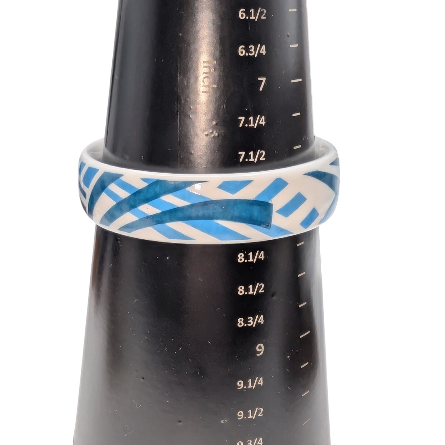 Ceramic Blue Teal Plaid Pattern Design Bangle Bracelet