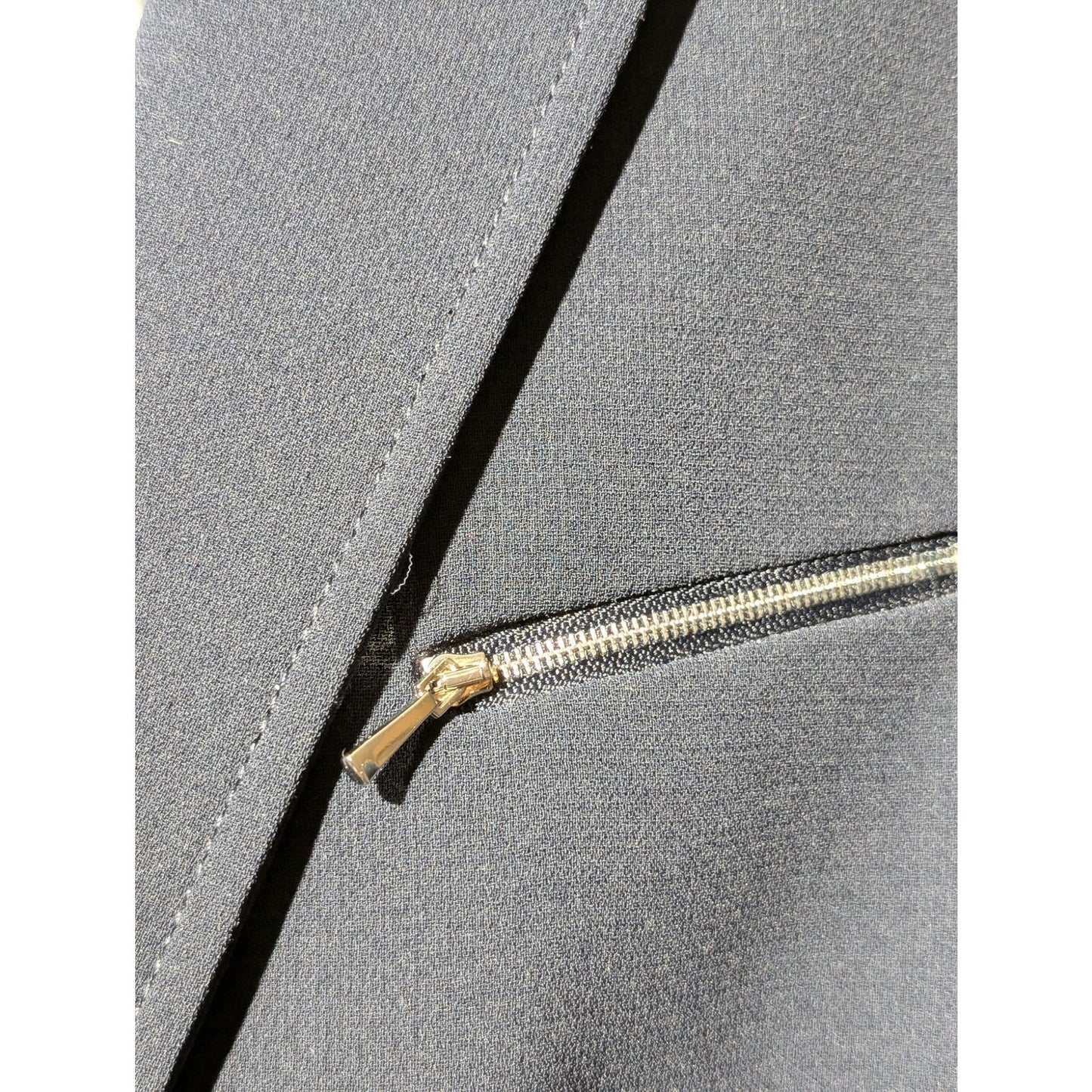 Tahari Arthur S. Levine Petite Navy Silver Zip Pocket Button Lined Blazer Sz 16P