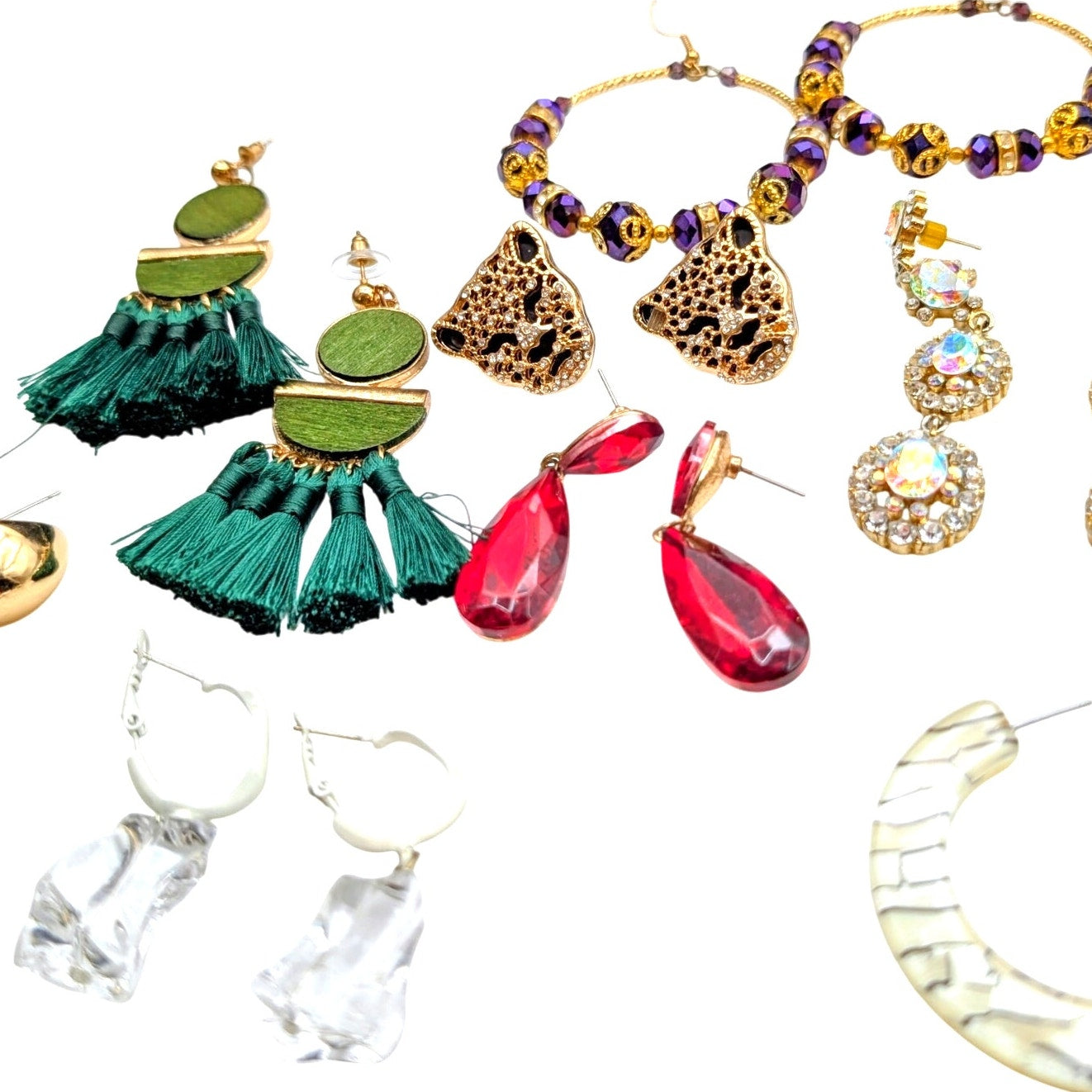 Lot of Ten Pair of Whimsical to Classic Earrings for Pierced Ears