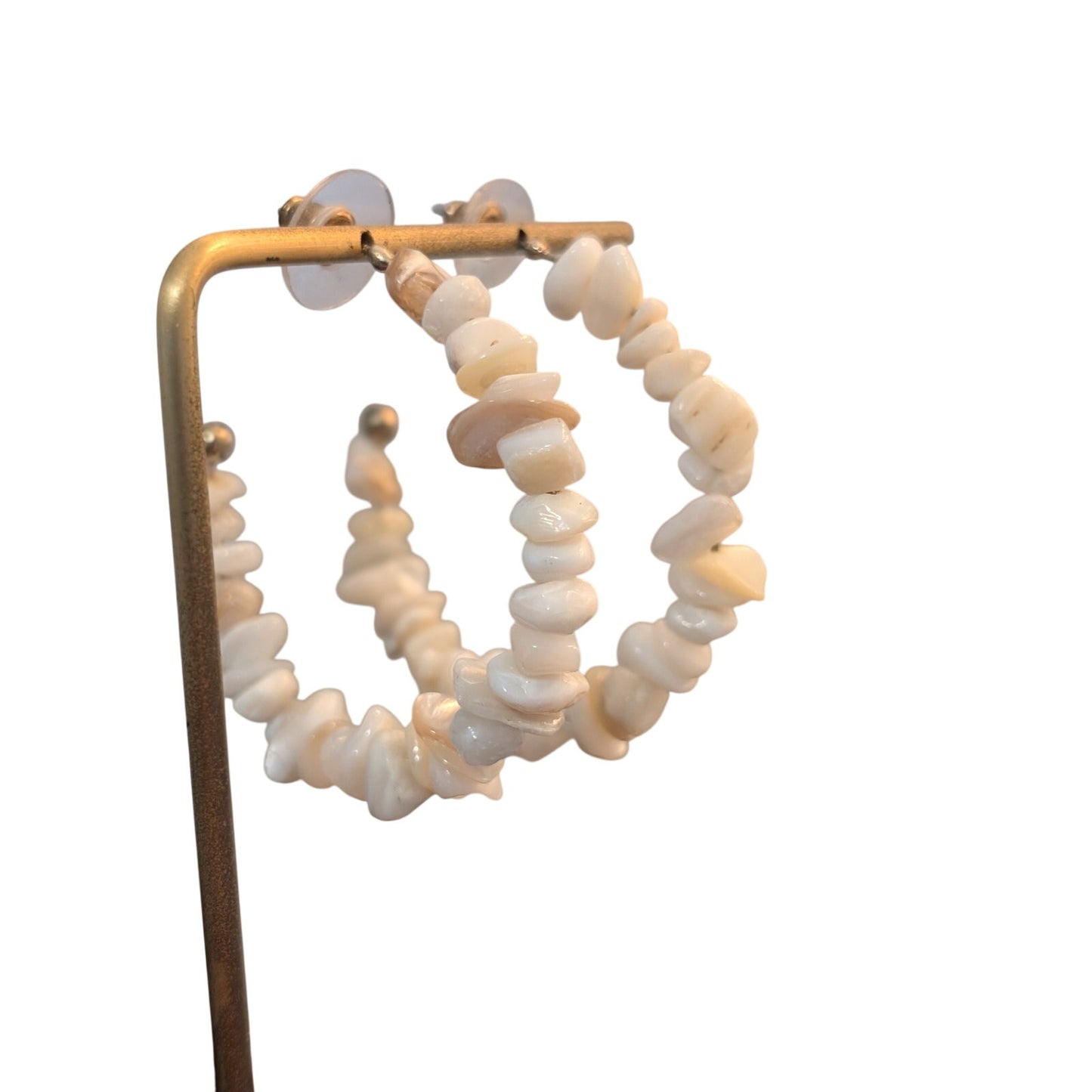 Two Pair Lot--Authentic Puka Shell Hoop & Mother of Pearl Shell Dangle Earrings
