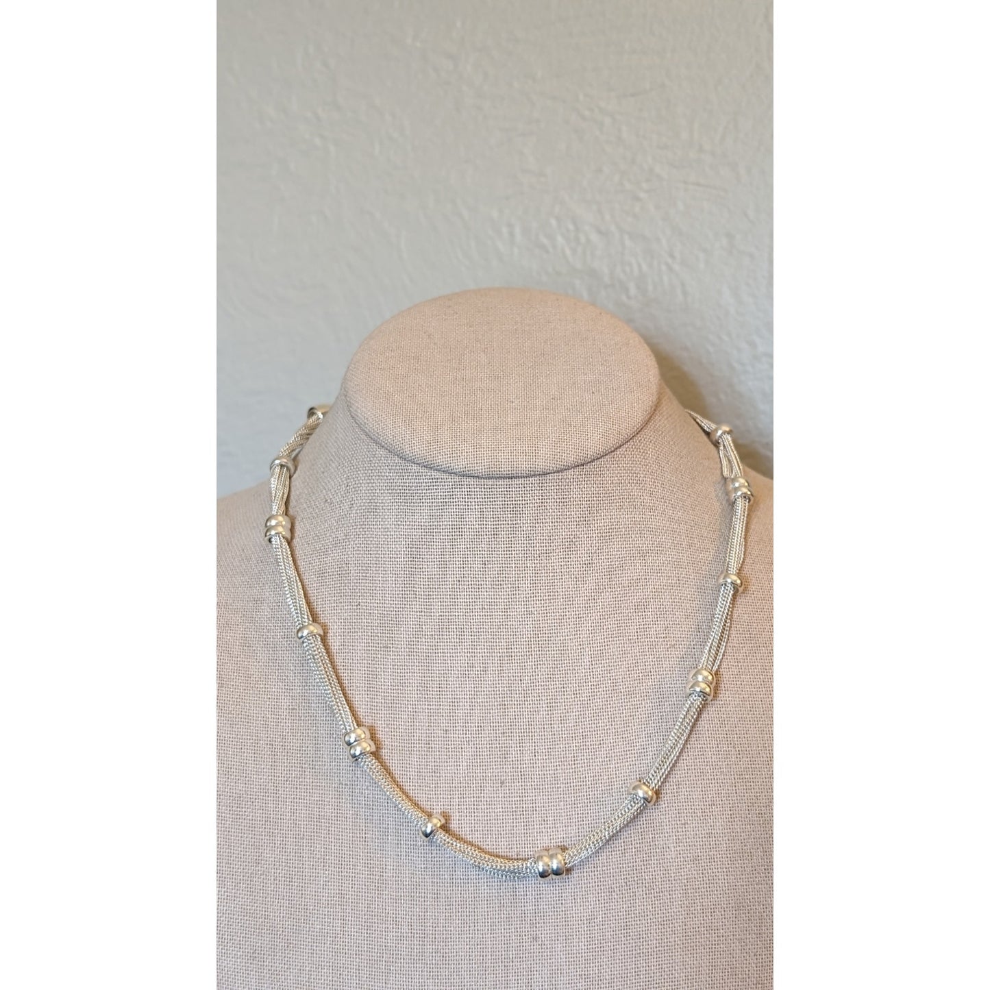 Dana Buchman Silver Tone Multi Chain Beaded Station Necklace NWOT