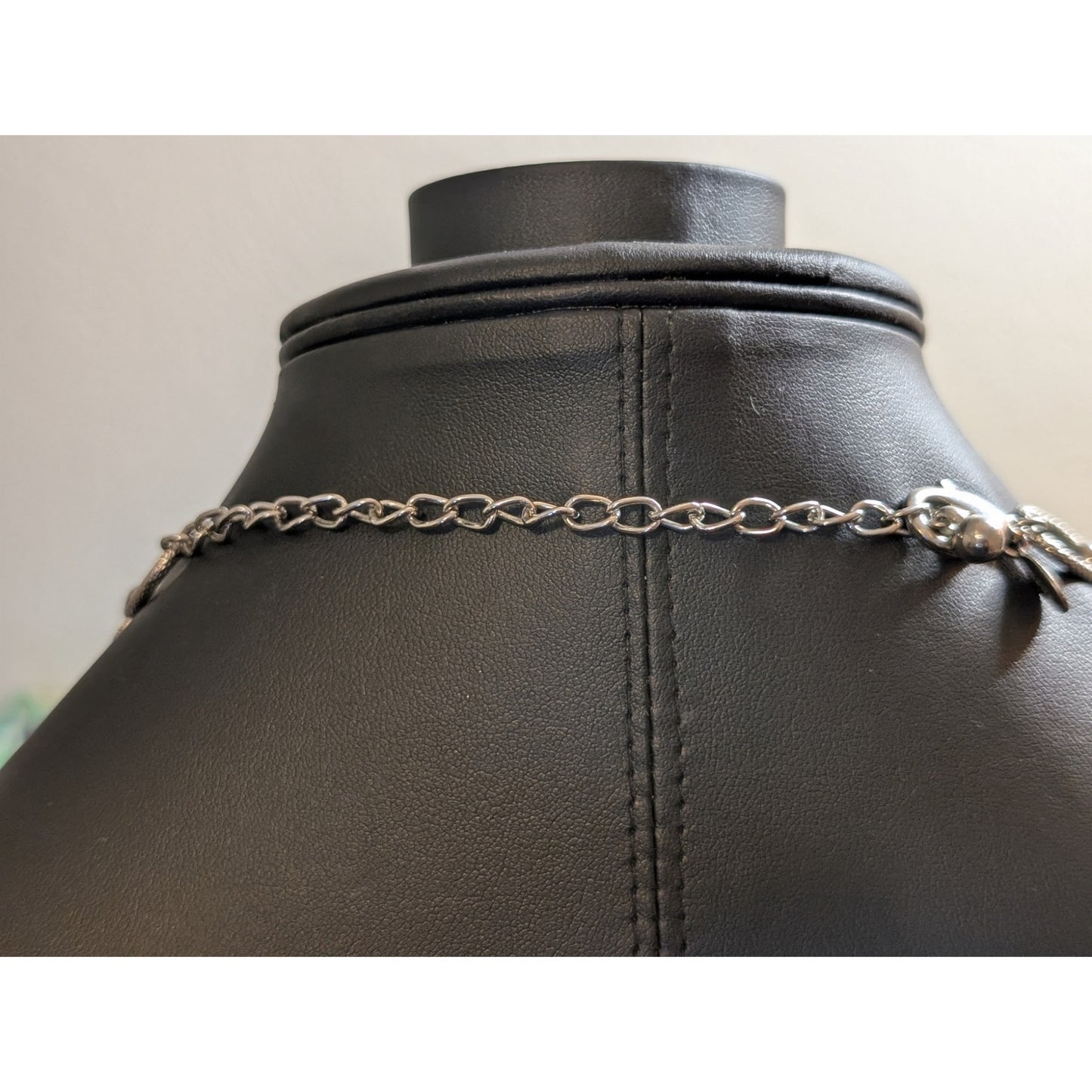 Chico's Designer Signed Chunky Silver Tone Bead Ball 1 to 2 Strand Necklace