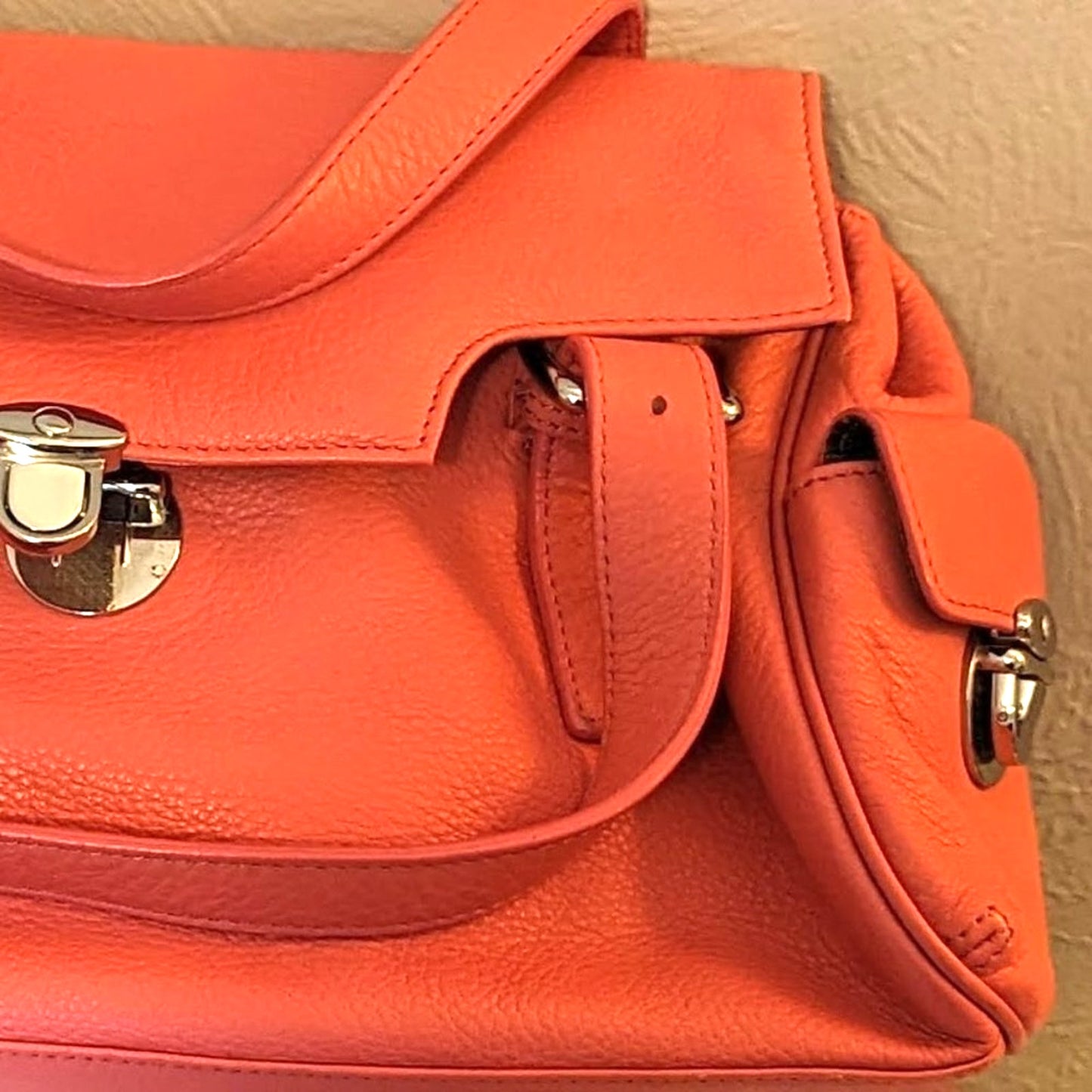Maxx New York Coral Pebble Grain Leather Handbag
