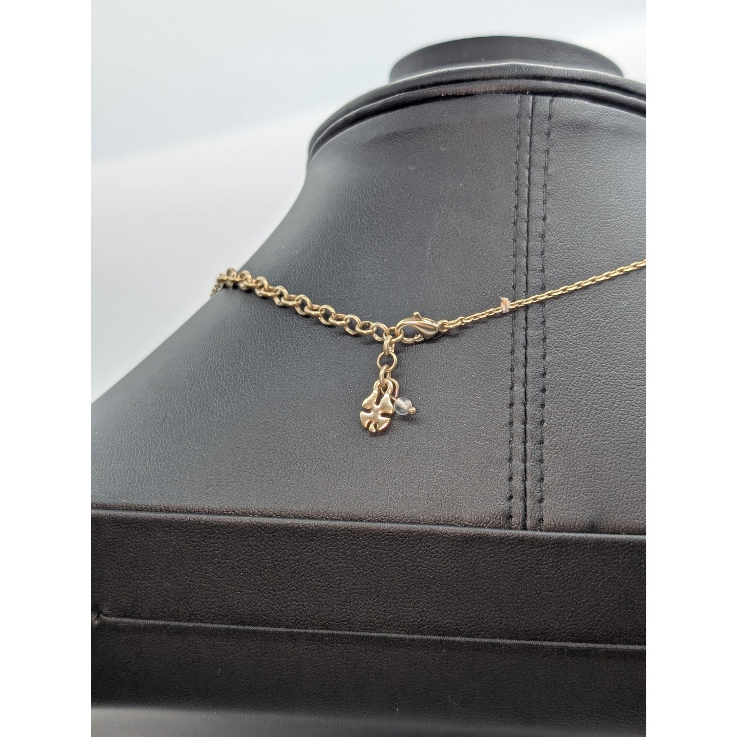 Lucky Brand Gold Tone Side Hanging CZ Heart 32"-34" Long Chain Necklace