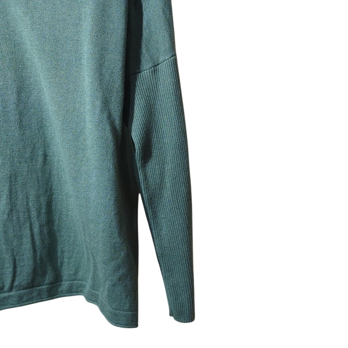 J.Jill Green V-Neck Ribbed Drop Sleeve Rolled Hem Oversized Sweater Women's Sz M