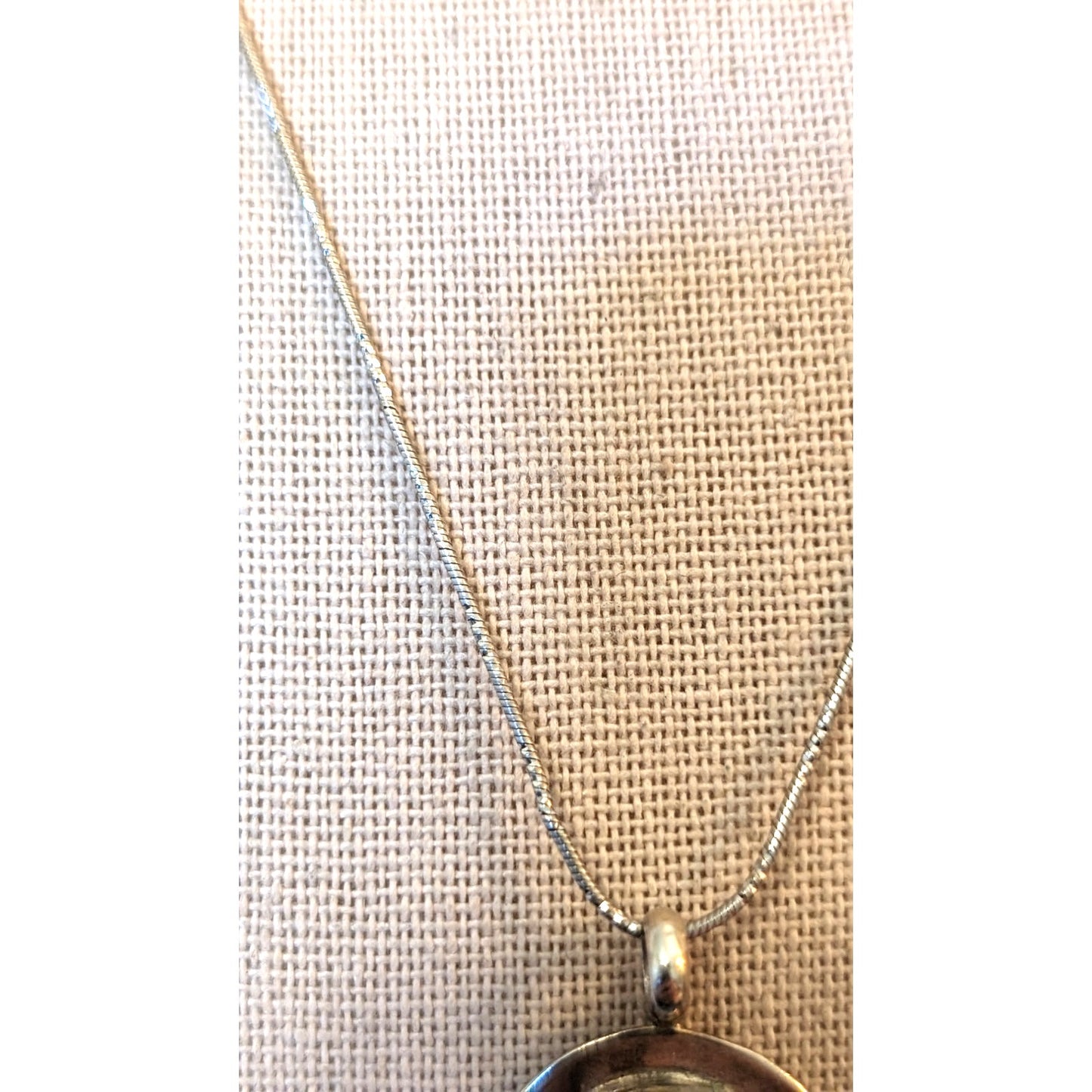 Signed OP Sterling Silver Round Blue Quartz on Unique Cut 925 18" Chain Necklace