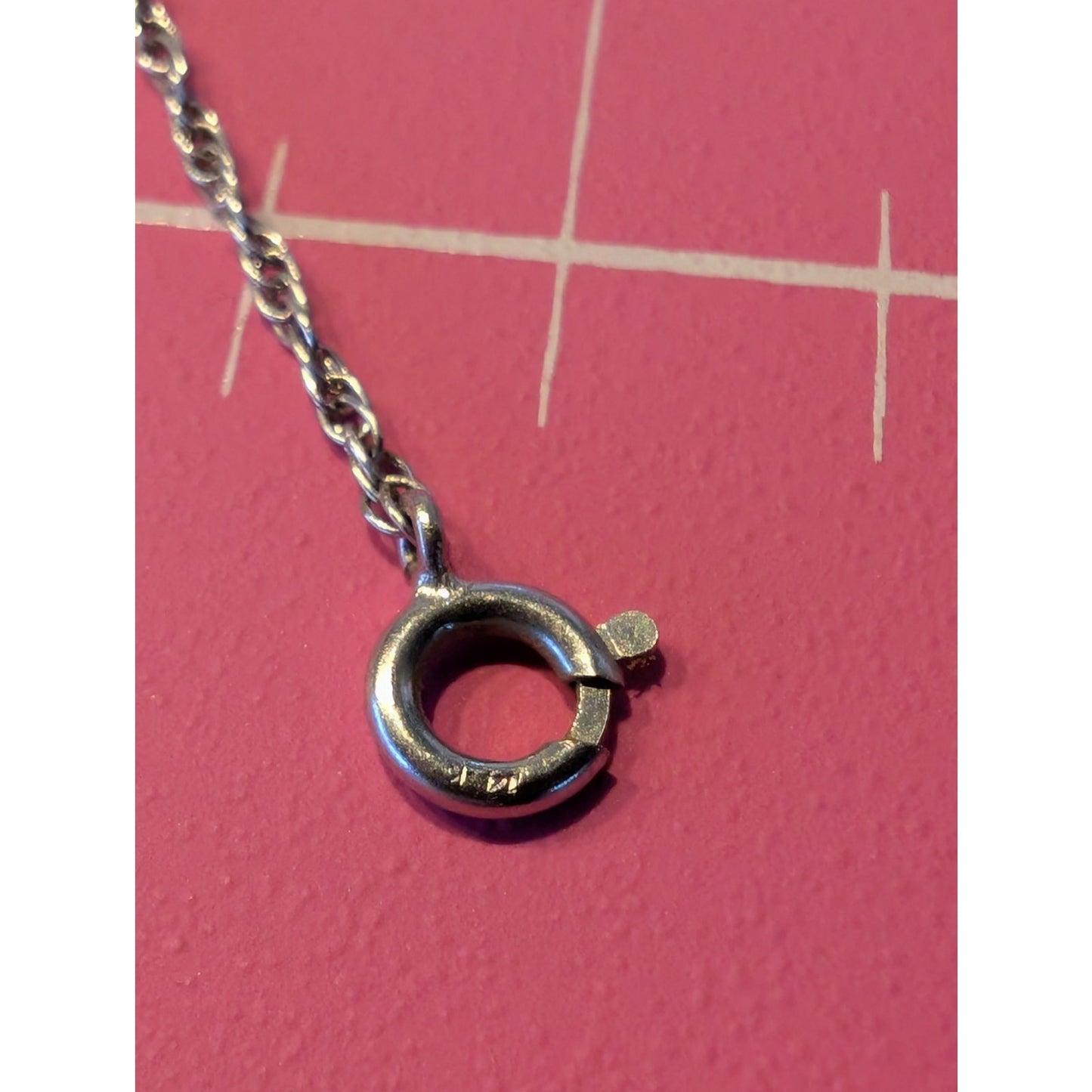 Vintage 14K White Gold 6 Diamond Letter 'H' Chain Necklace W/ Spring Ring Clasp