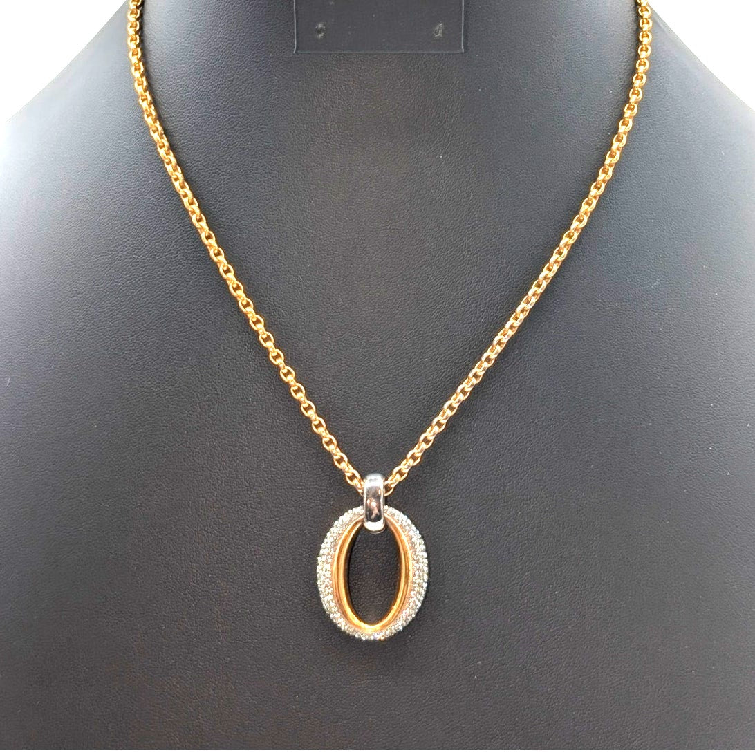 Swarovski Authentic BDIA Crystal Pendant Gold Tone Chain 17.75"-19.75" Necklace