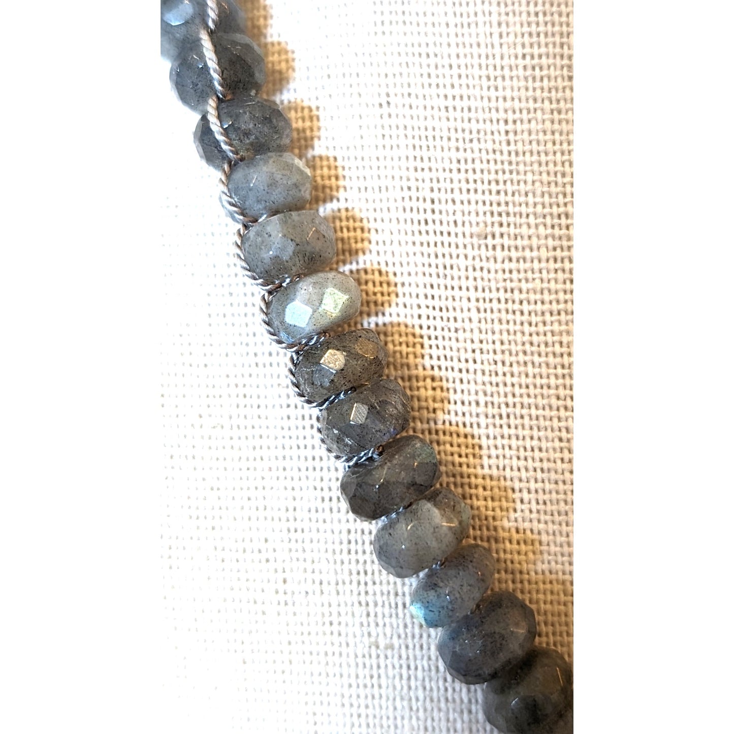 Grace George Gray Faceted Glass Bead Necklace W/ Chunky Gold Tone Cross Pendant