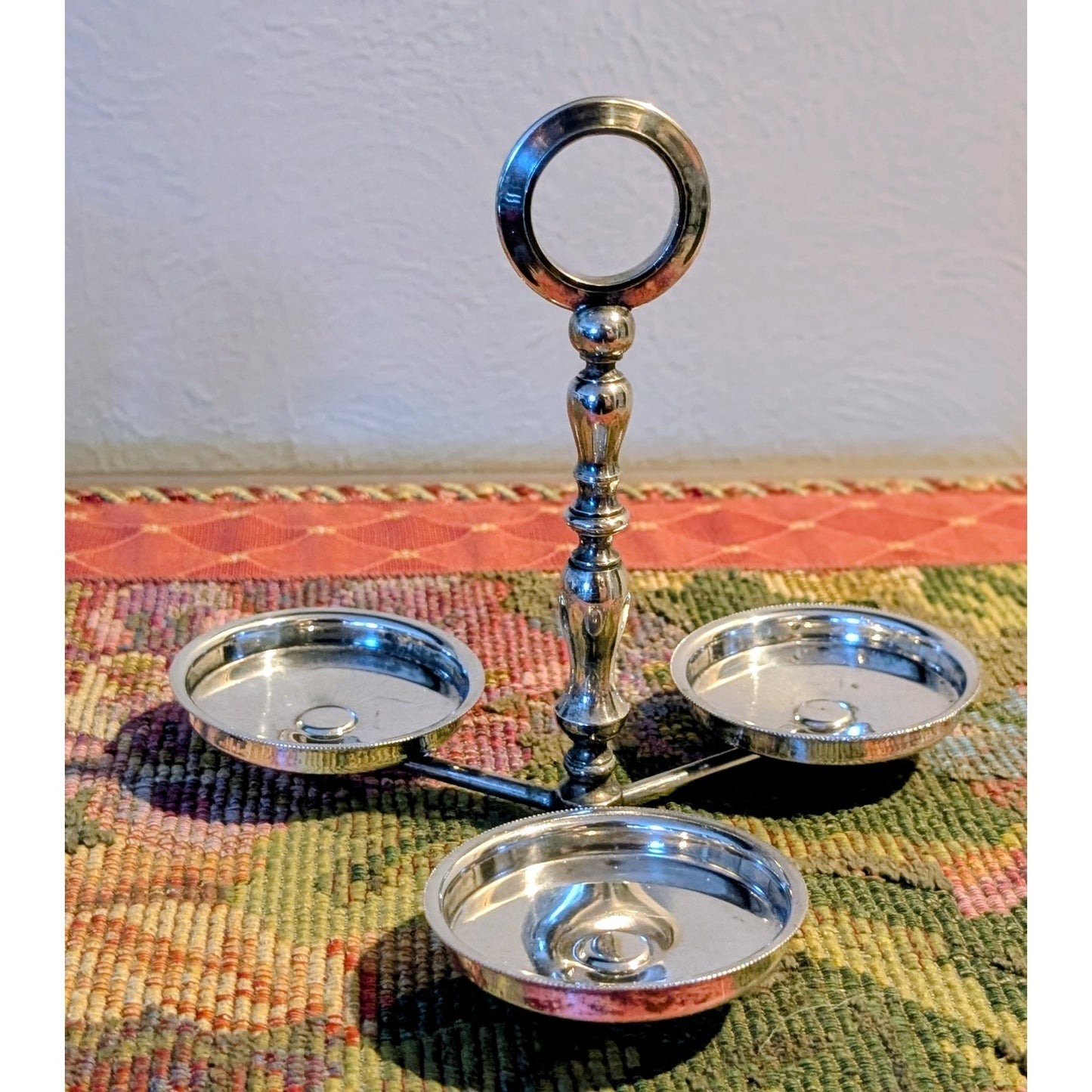 Vintage Silver Plated 3 Condiment Caddy Holder PM ITALY