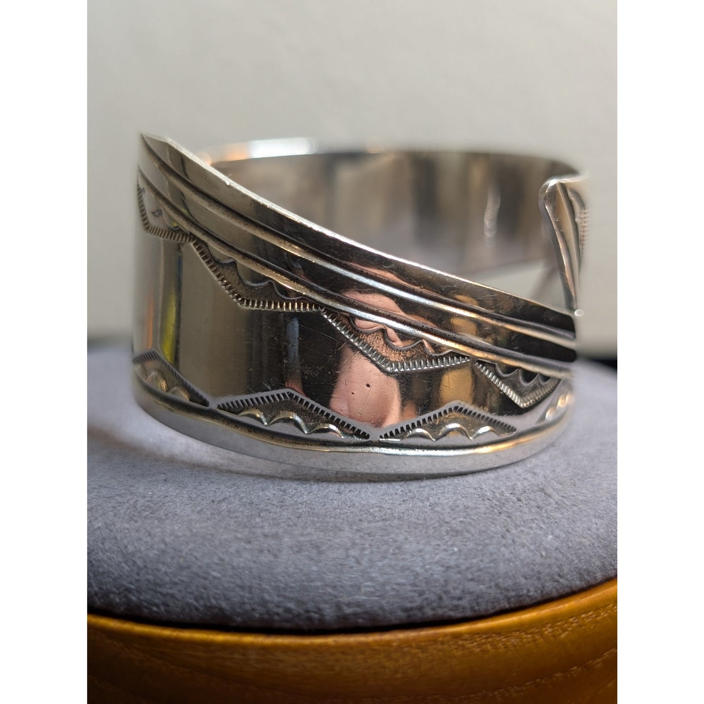 VTG Signed RJ Sterling Silver Navajo Native American Cuff Bracelet 36.66 grams