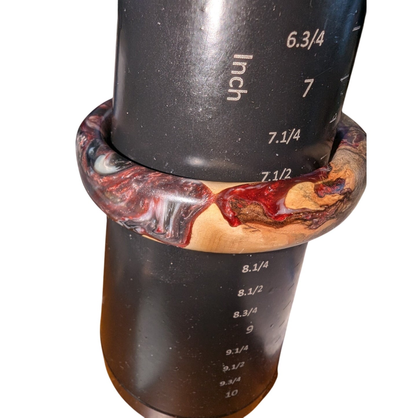 Vtg Natural Wood Colorful Browns Creams Grays & Burgundy Colored Bangle Bracelet