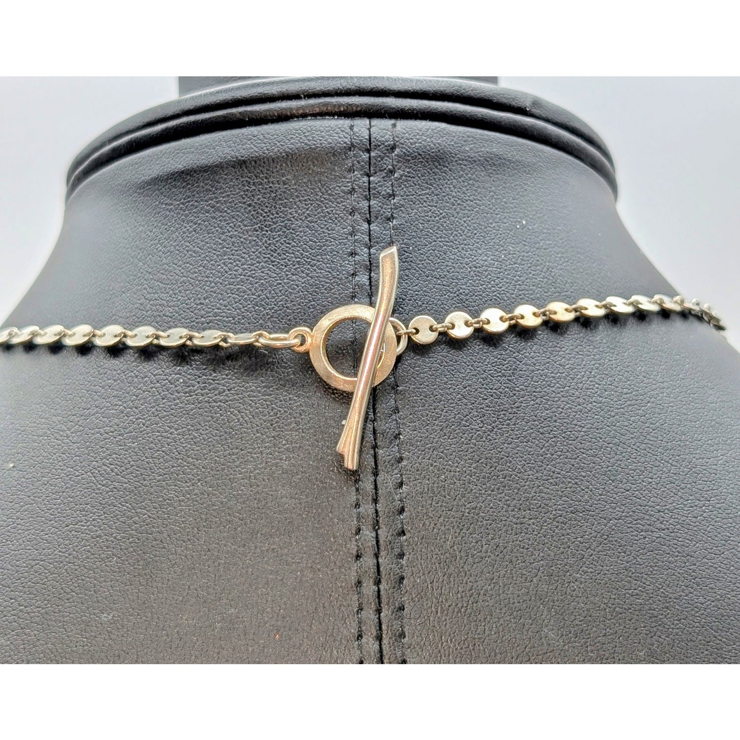 VTG Artisan 925 Sterling Silver Circle Link Petal Tassel Toggle 17" Necklace