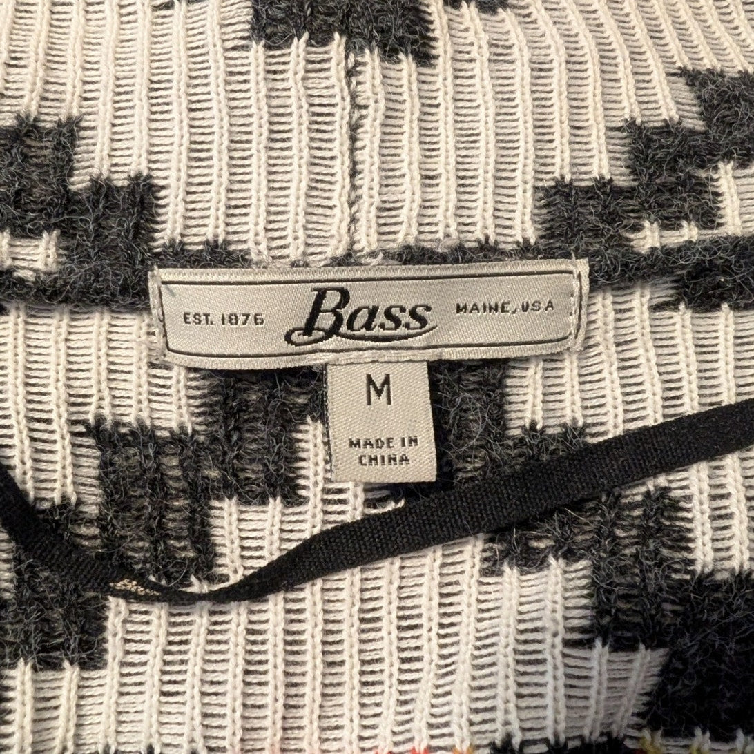 Bass Multicolor Geometric Print Long Sleeve Open Front Cardigan Sweater Size M