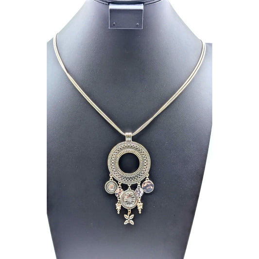Hallmark 'V' 35"-38" Plus 4" Dangle Pendant Double Chain Silver Tone Necklace