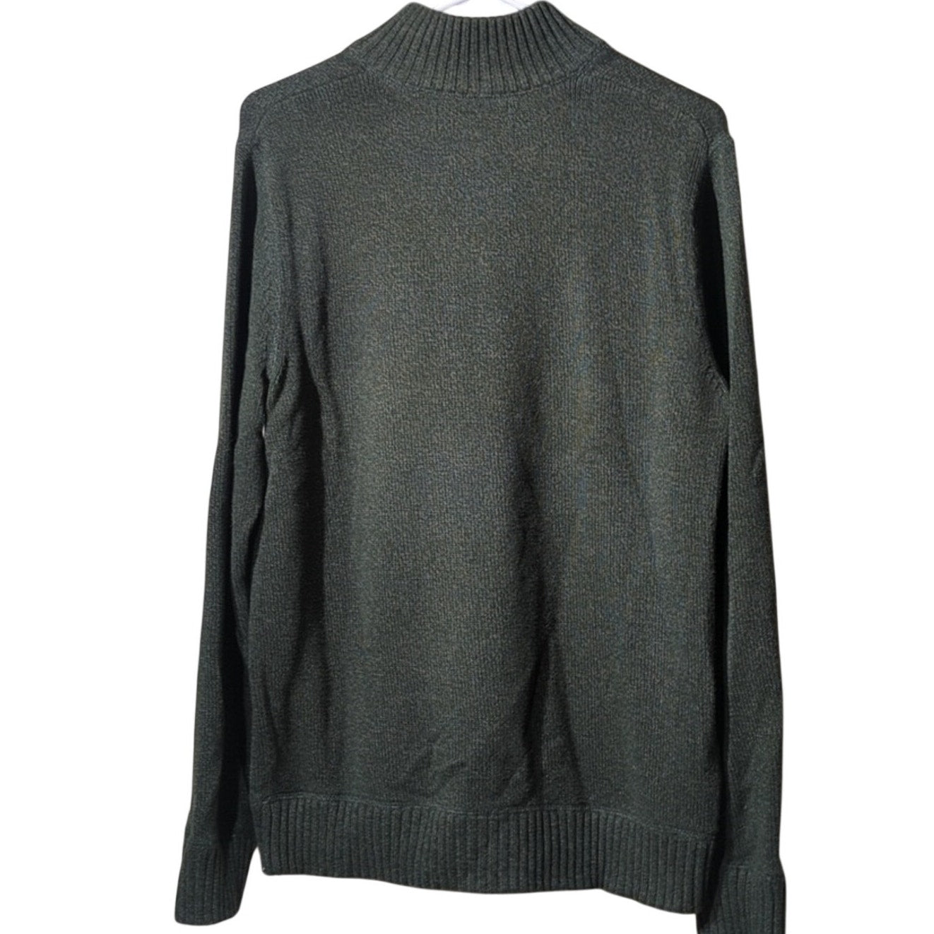 Eddie Bauer Green Heather Quarter Zip Ribbed Collar, Hem, & Cuffs Sweater Sz. M