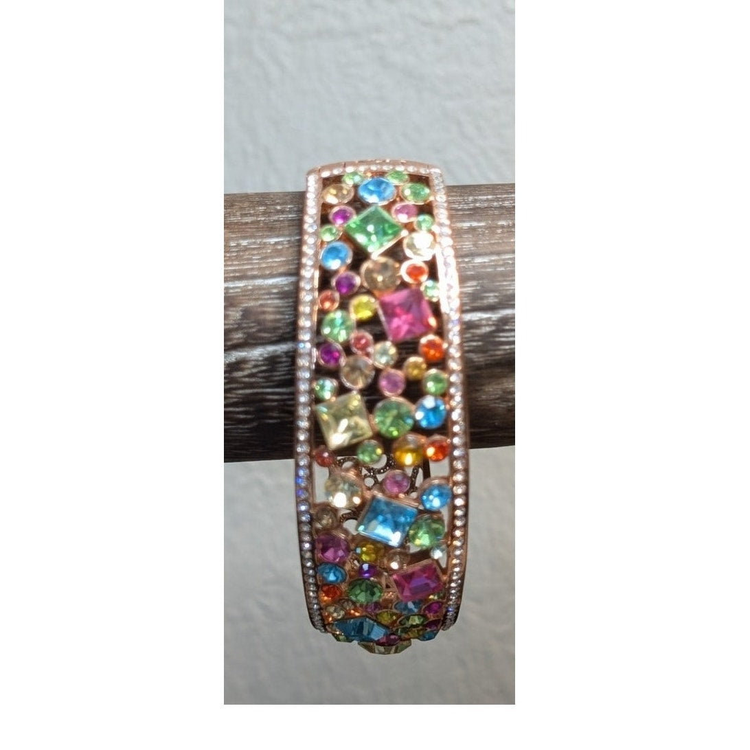 "Bregenz Rainbow of Life" 18K Rose Gold Plating Oval Cut Out Bangle Bracelet