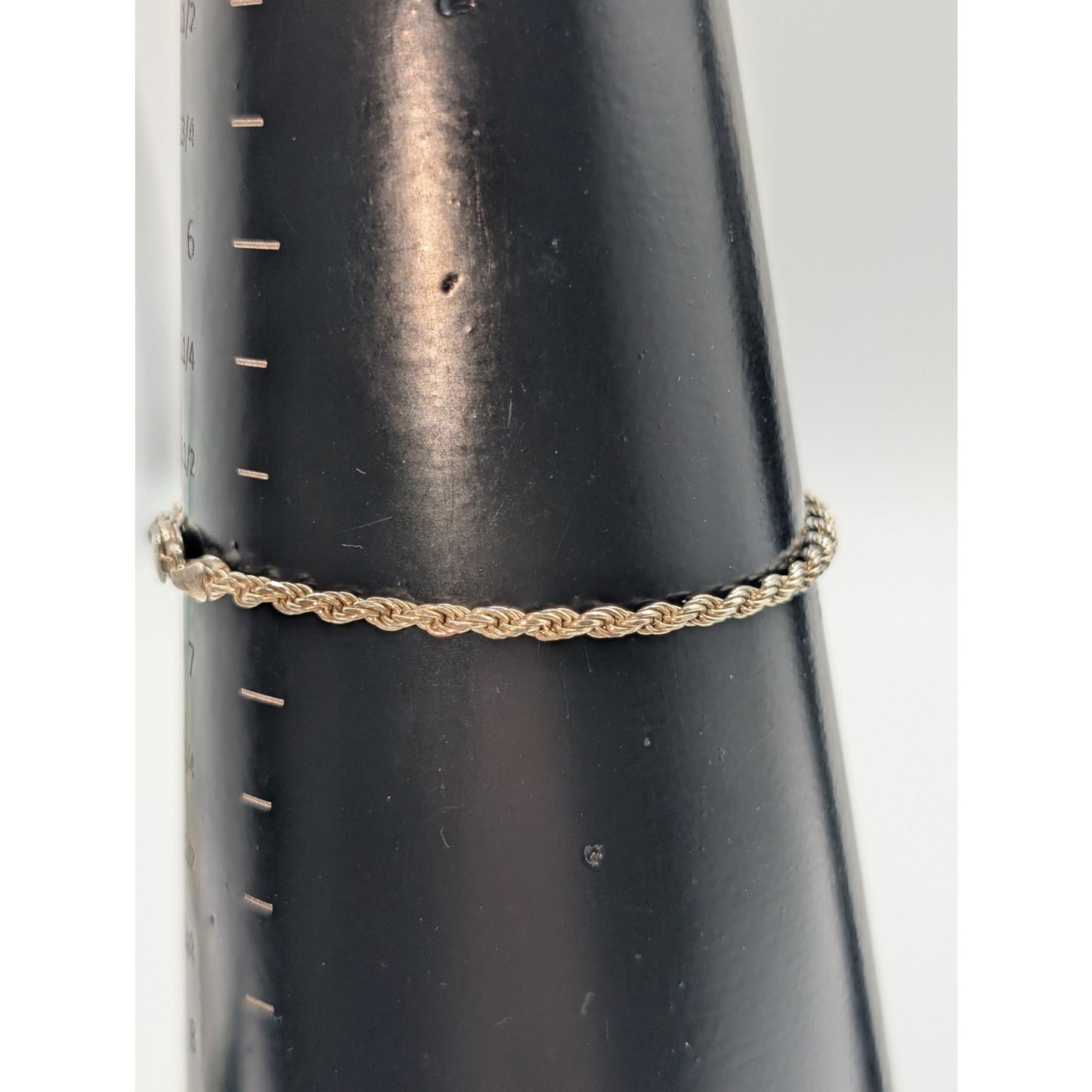 Vintage 925 Italy Sterling Silver 2.5mm Rope Chain Lobster Claw Clasp Bracelet