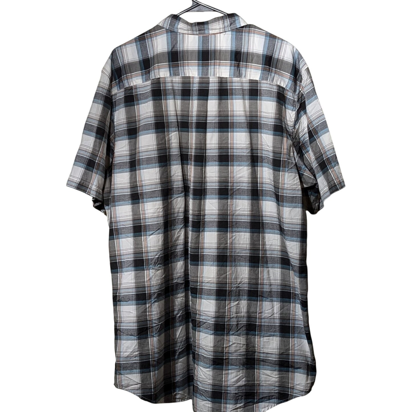 Quiksilver Black Gray Teal Plaid Short Sleeve Button Front Shirt Mens Sz XXL