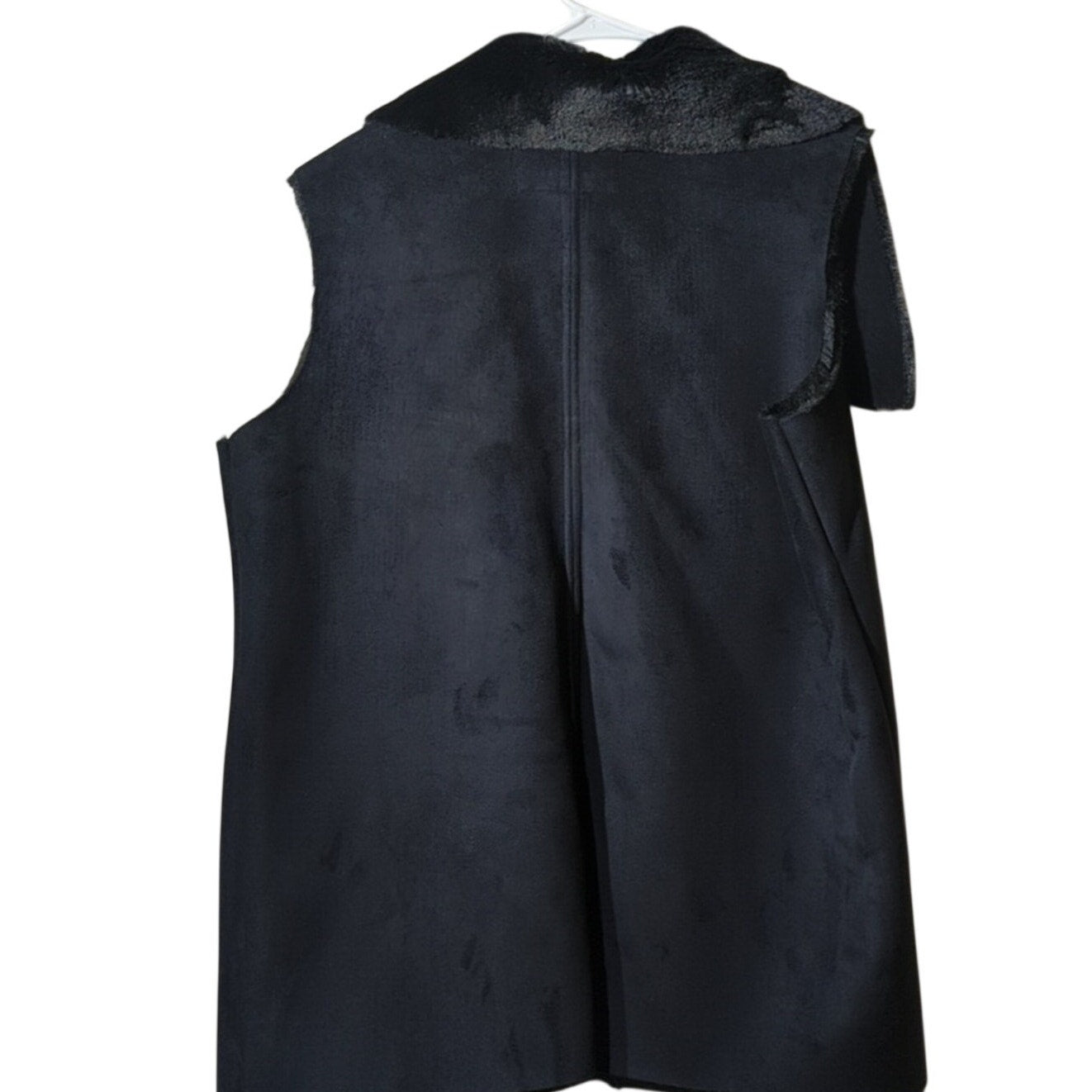 Lauren Ralph Lauren Women's Black Faux Suede/Fur Slant Pocket Vest Size L