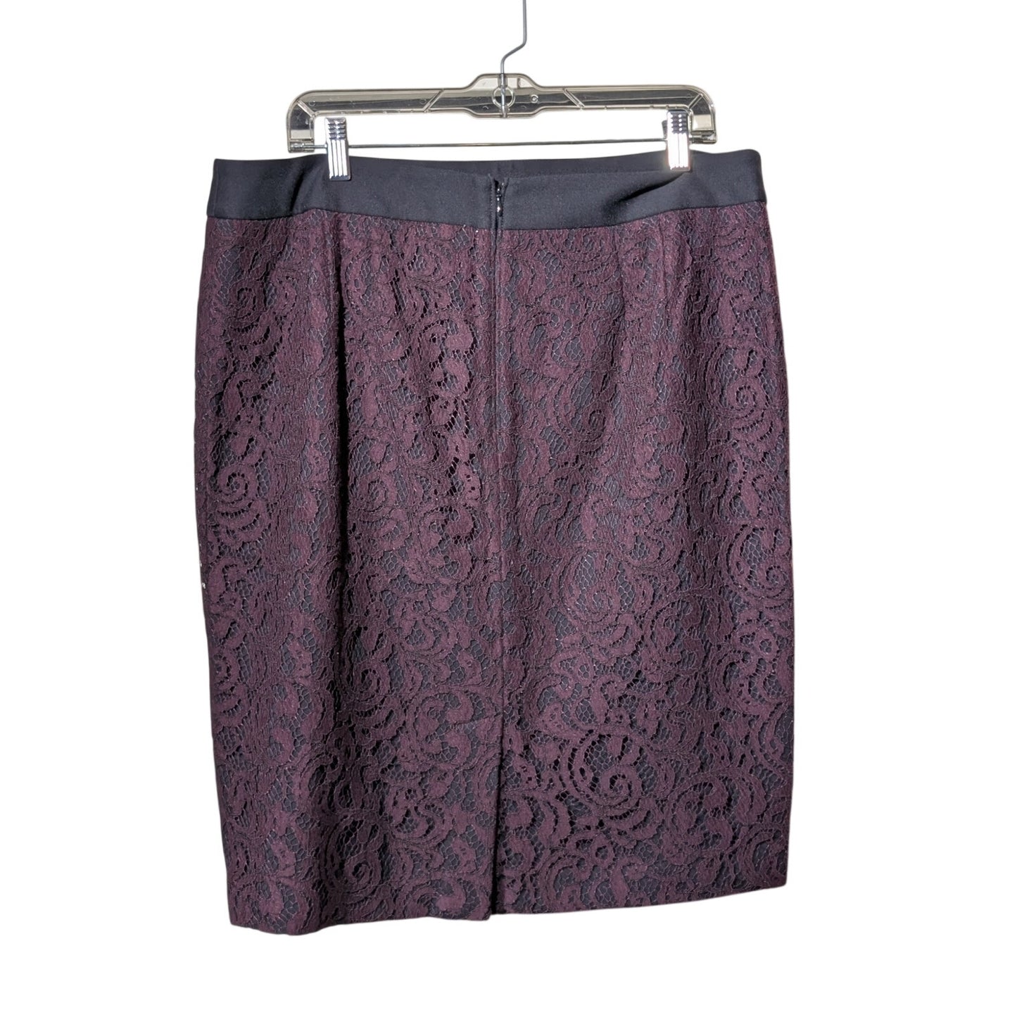 Loft Ann Taylor Purple Lace Short Pencil Skirt Womens Size 16