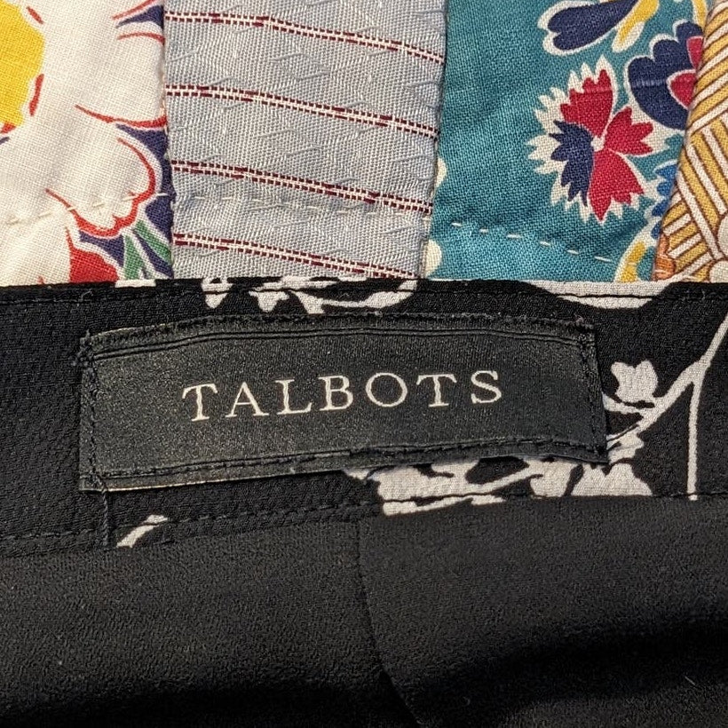 Talbots Fully Lined Black Floral A-Line Swing Skirt Womens Sz S (4) 34" Waist