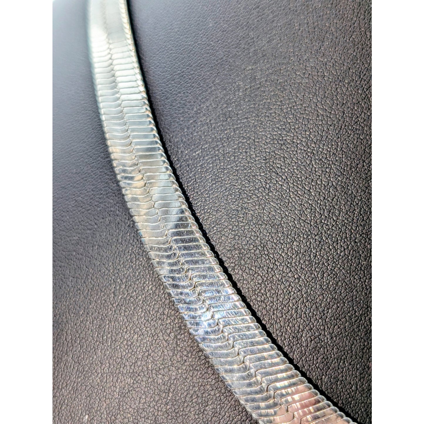 Silver Tone 20" Long Approximately 7/16" Wide Herringbone Chain Necklace