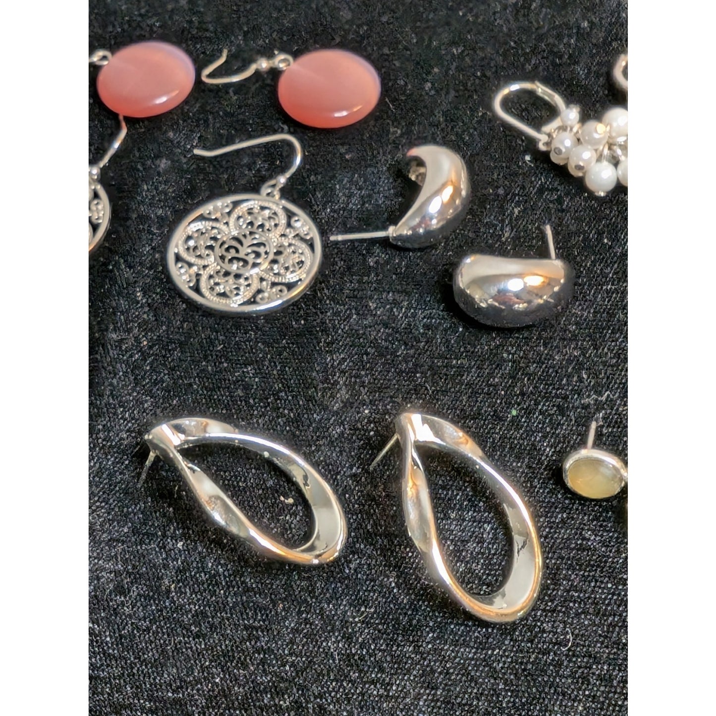 Ten Pair of Silver Tone Earring Jewelry Lot