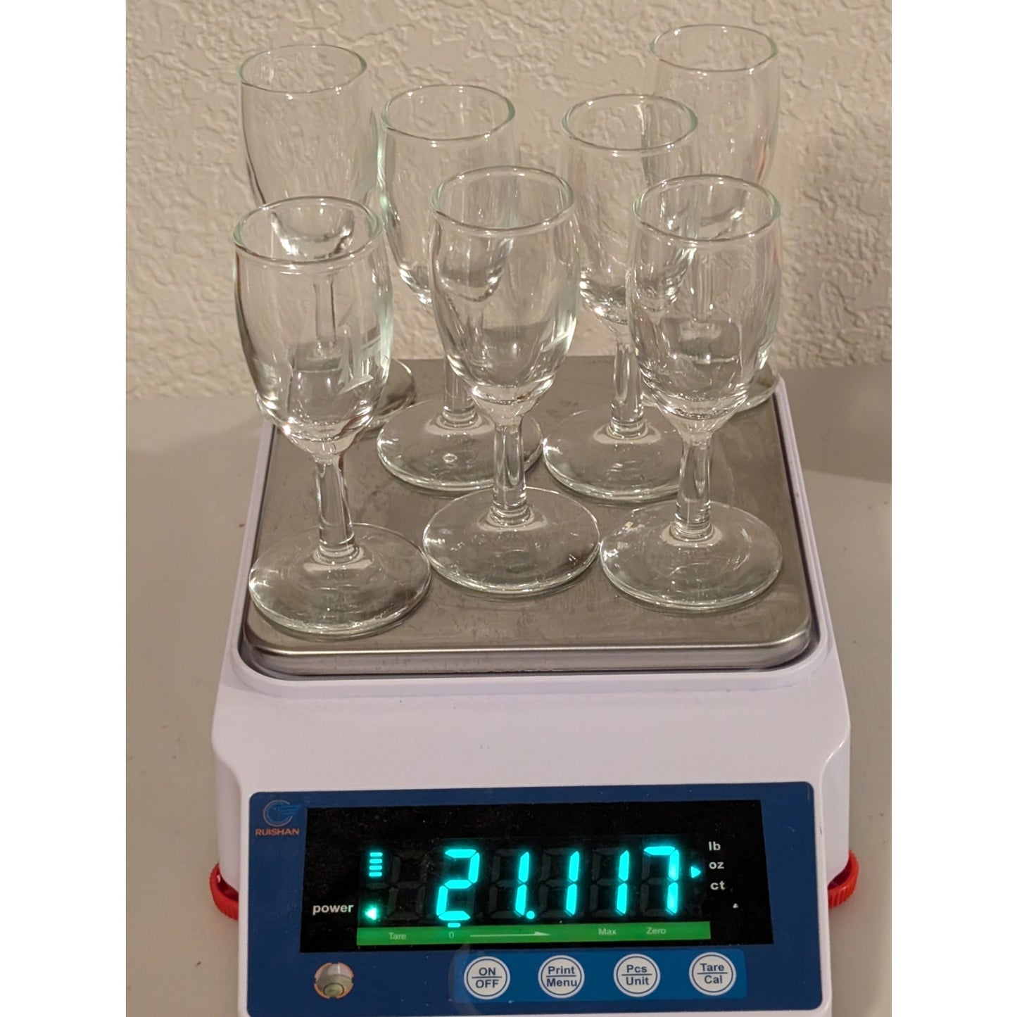 Set of 7 Embossed Initial 'H' 4.5" Tall 2 oz. Cordial Liqueur Glass Goblets