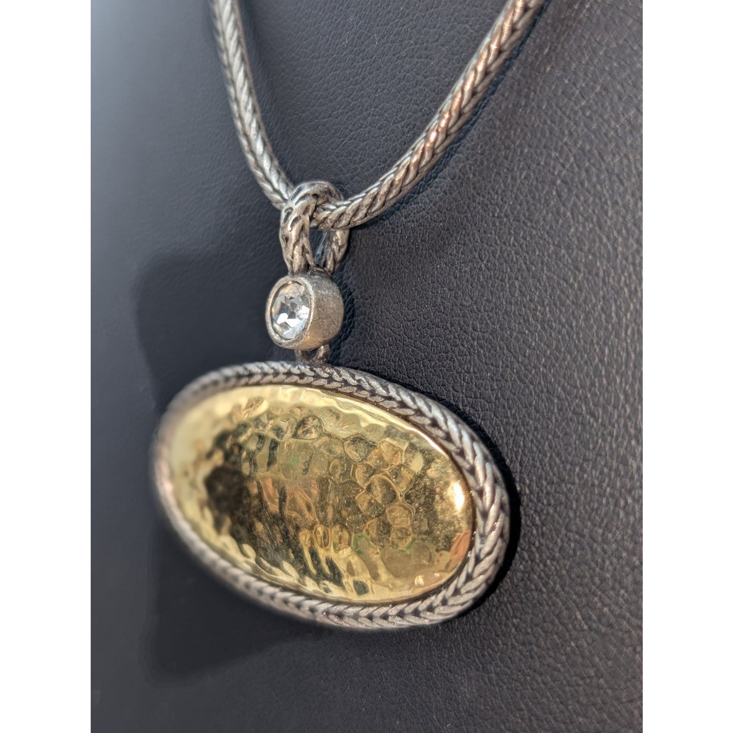Premier Designs Trendsetter Hammered Oval Gold & Silver Tone 16"-18" Necklace