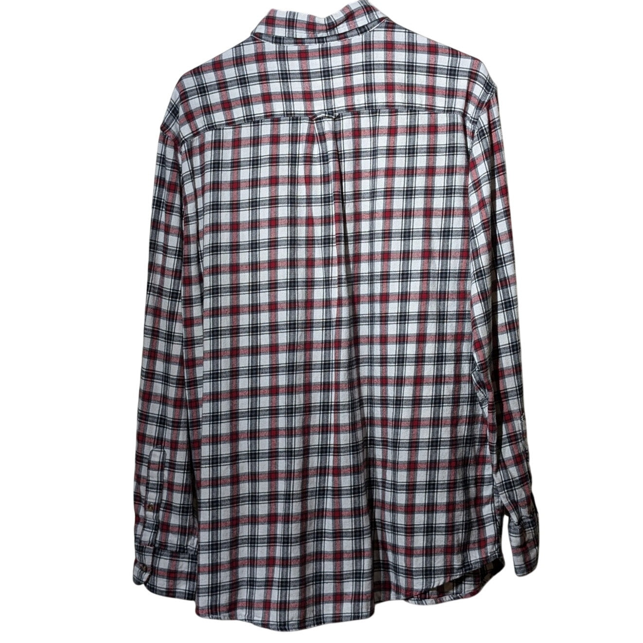 Chaps Brushed Flannel Cotton White Navy Red Plaid Button Up Shirt Mens Sz XL