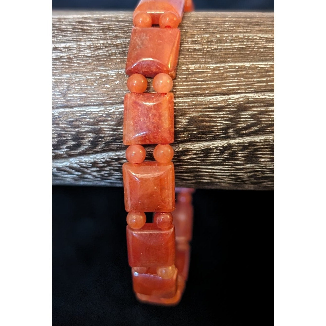 Reddish Brown Stone Bead Stretch Bracelet