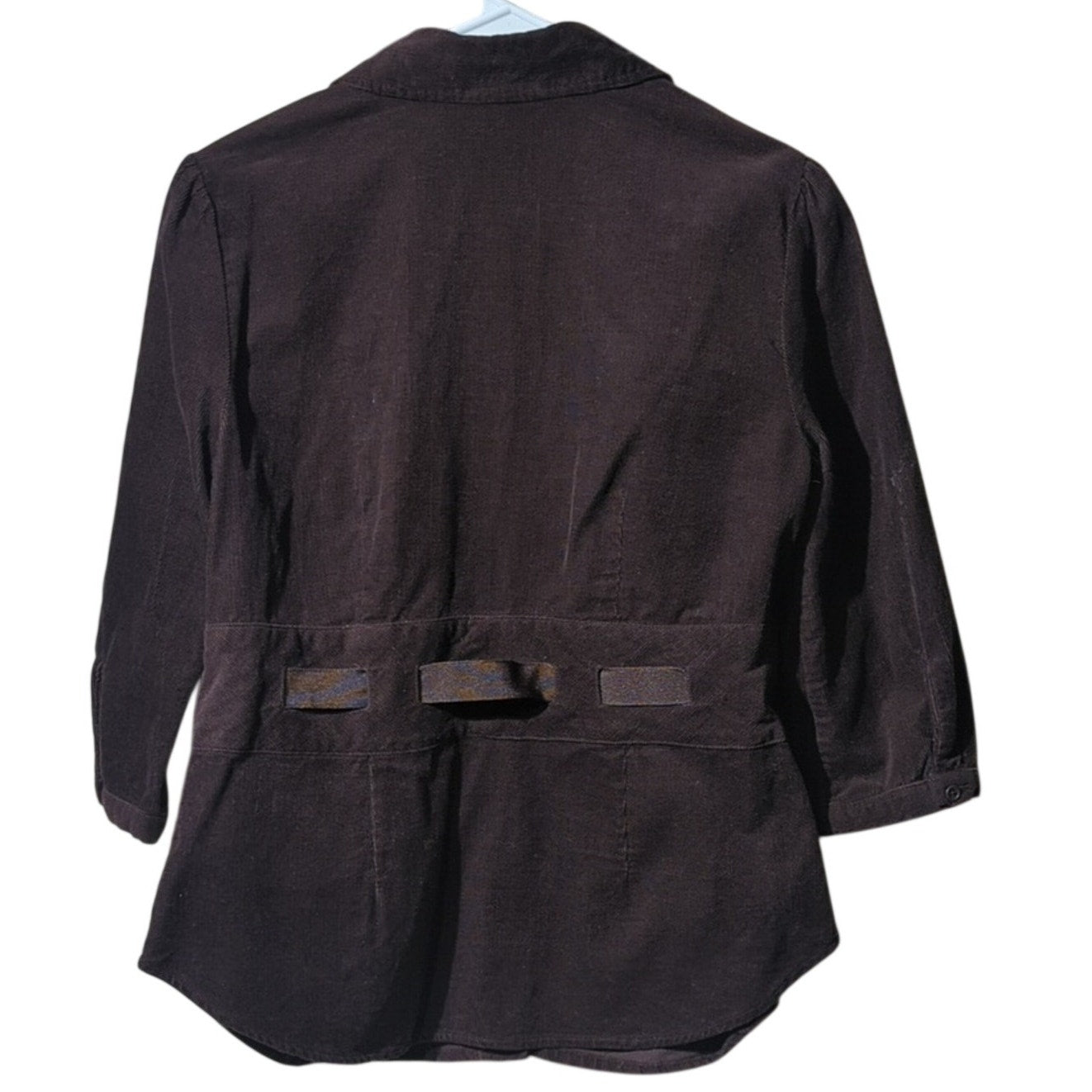 Autograph Brown Corduroy Button Down Ribbon Embellished Shirt Jacket Sz M
