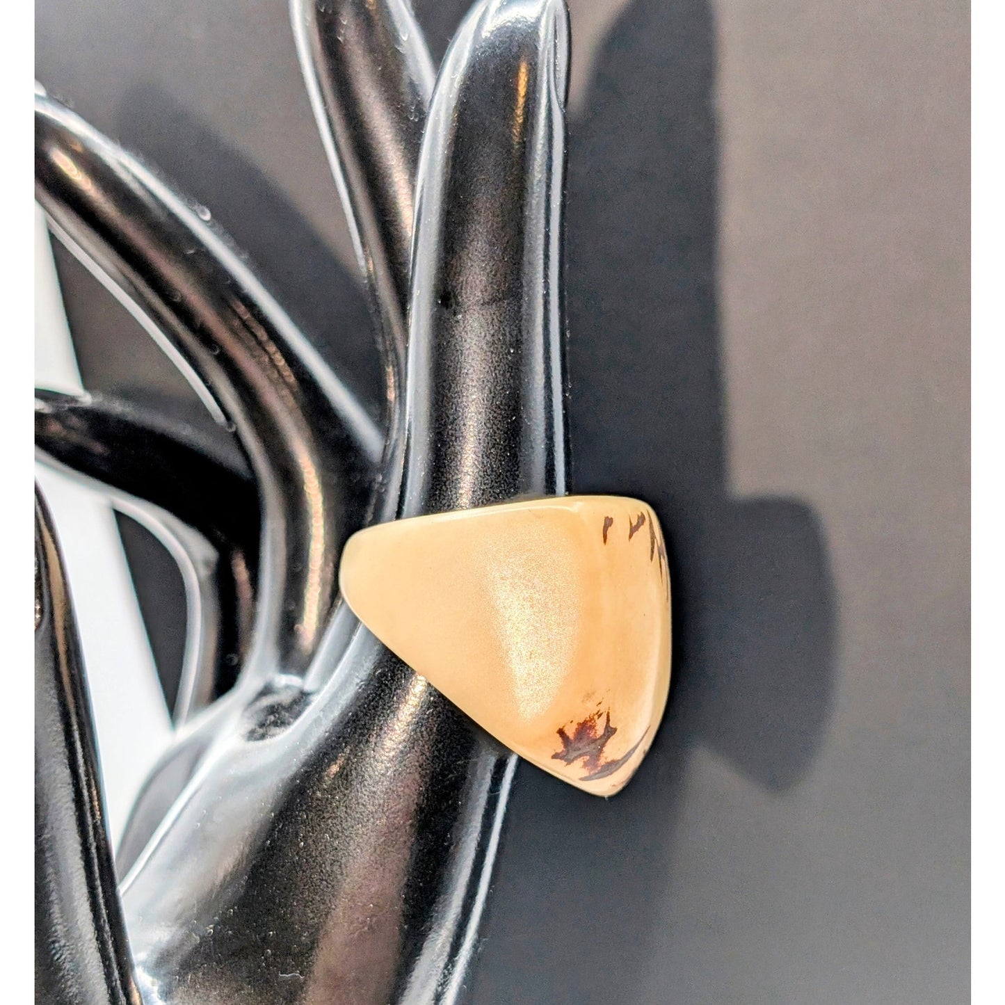 Tan Brown Tagua Nut Carved Ring Size 7