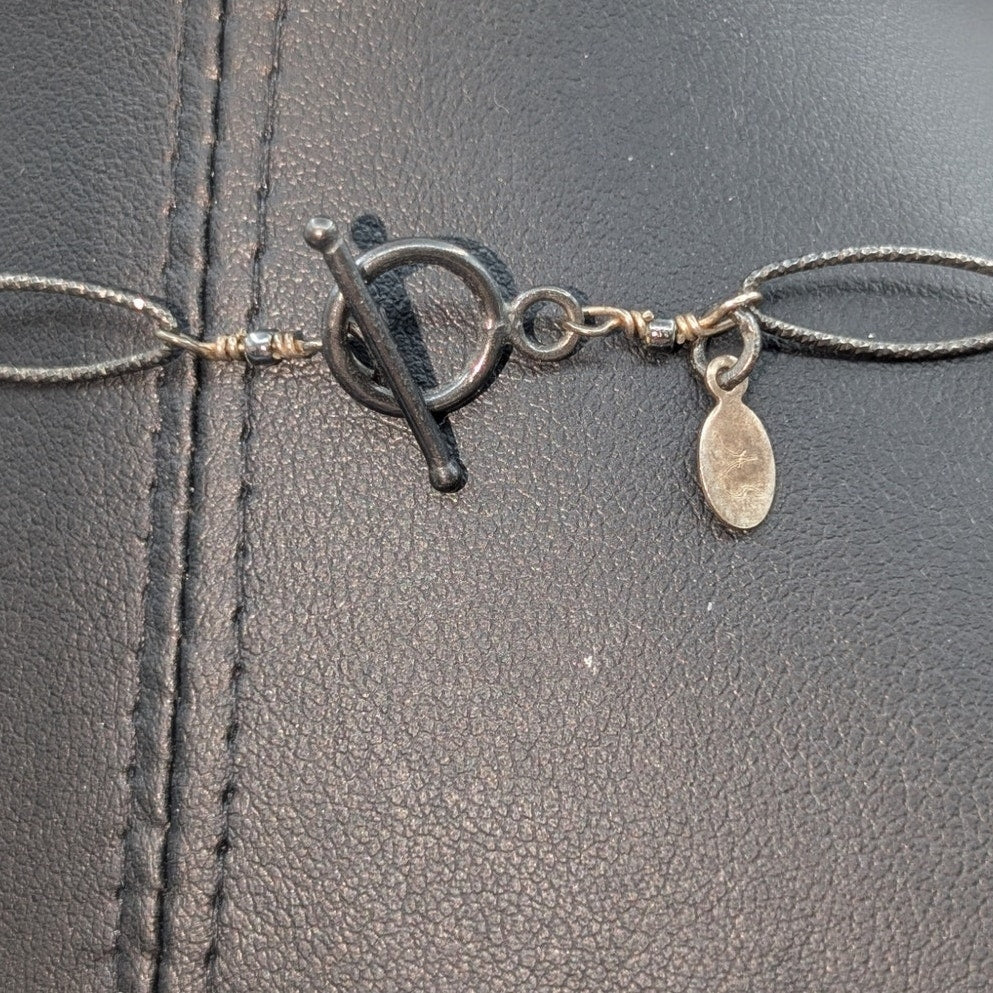 Ashley Schenkein Jewelry Design Elongated Sparkle Gun Metal 36" Toggle Necklace