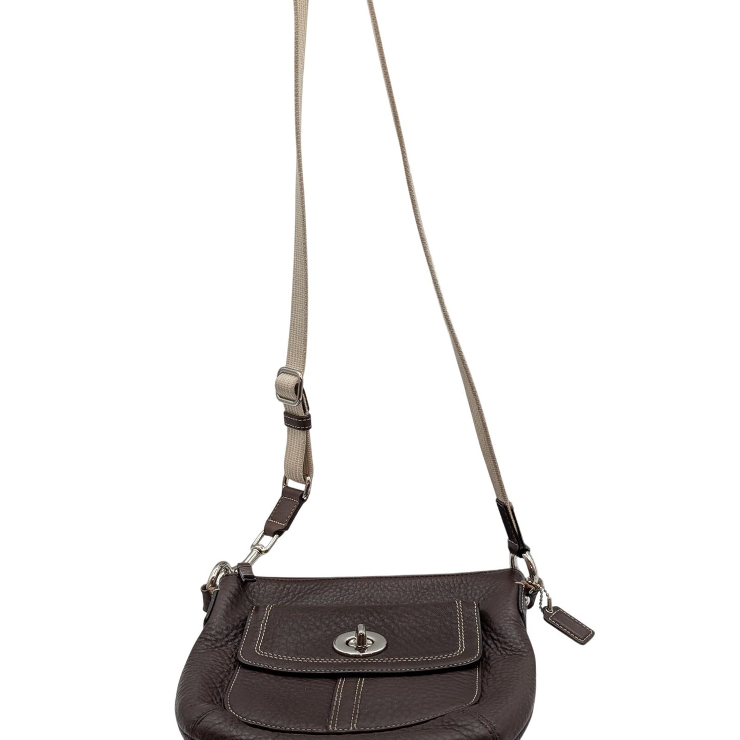 Coach Hamilton Brown Pebbled Leather Swingpack Crossbody Shoulder Bag