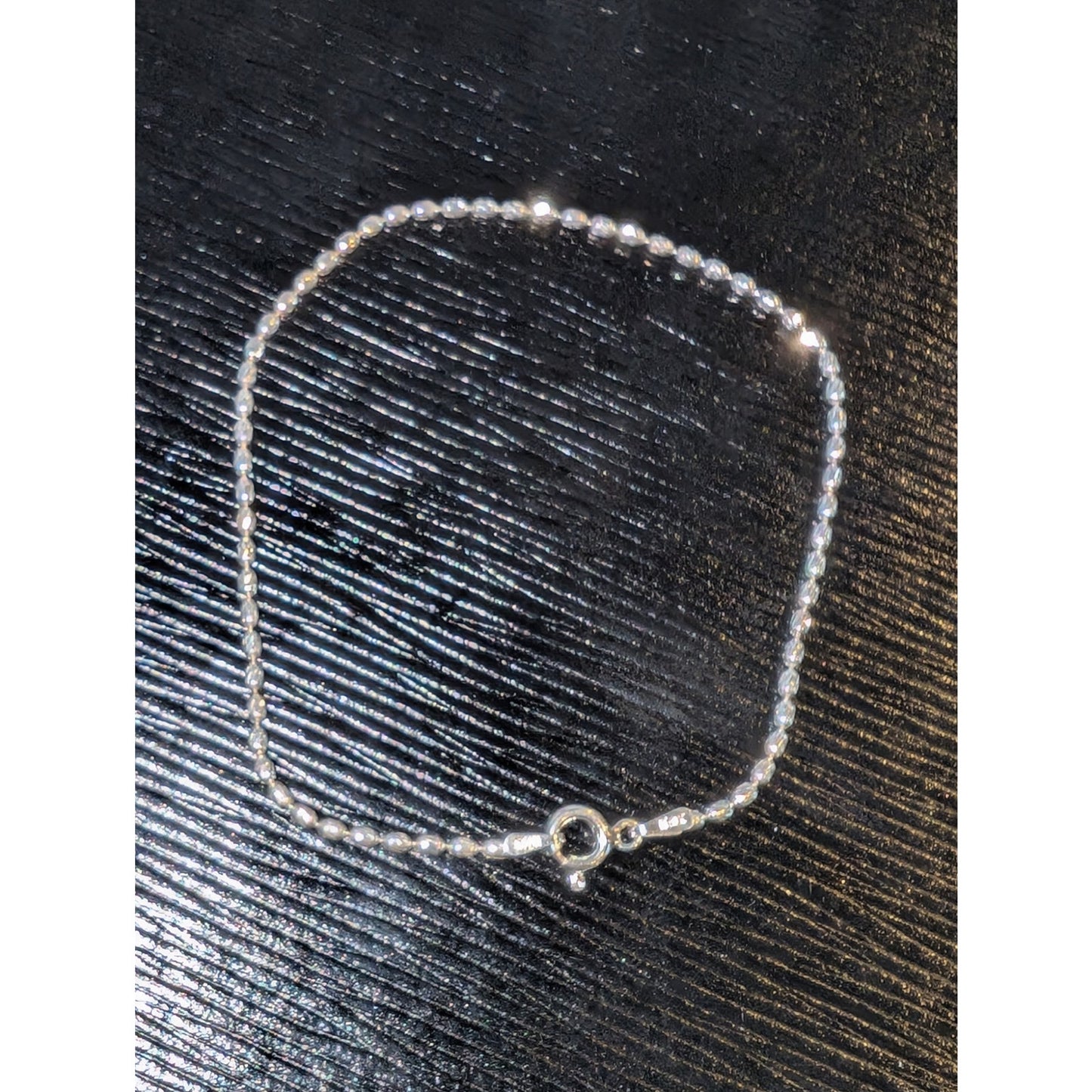 Vintage 925 Italy Sterling Silver Diamond Cut Oval Bead Bracelet