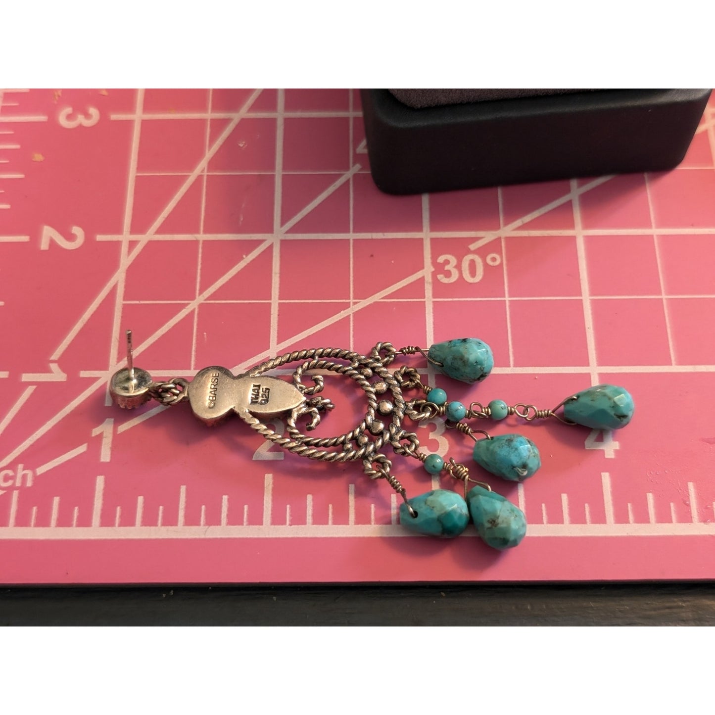 Barse Turquoise & Sterling Silver Chandelier Pierced Earrings
