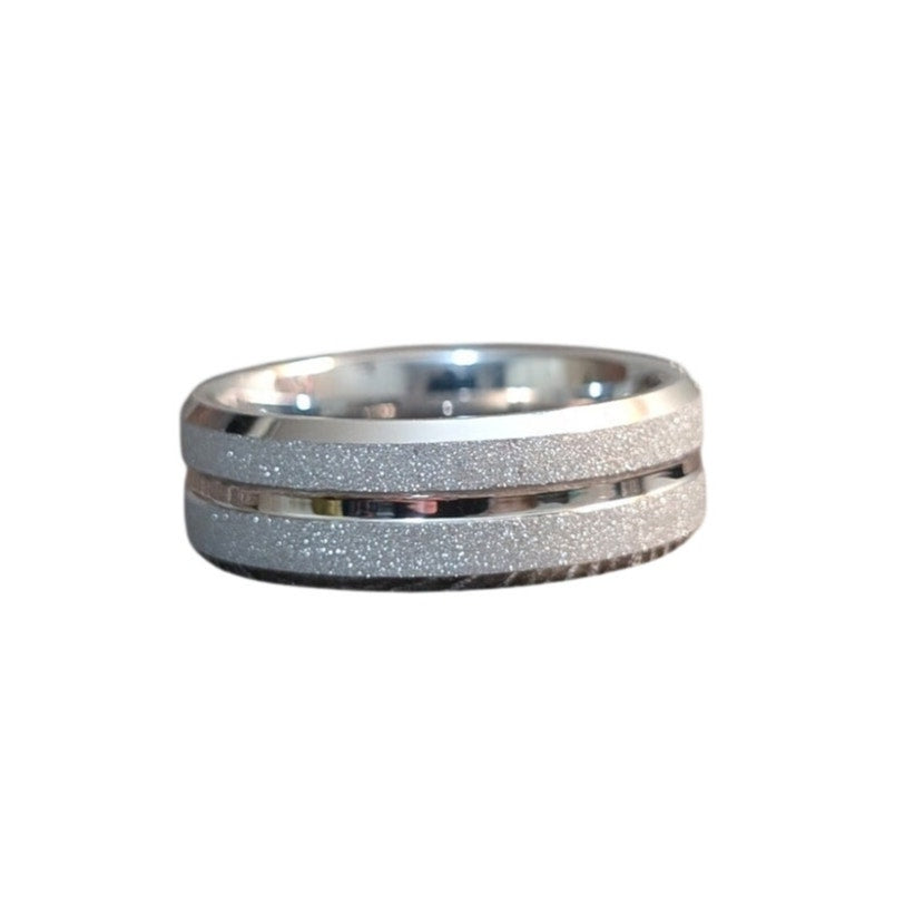 Tungsten Carbide Sandblasted/Polished Finish Wedding Ring Men's Size 11.25
