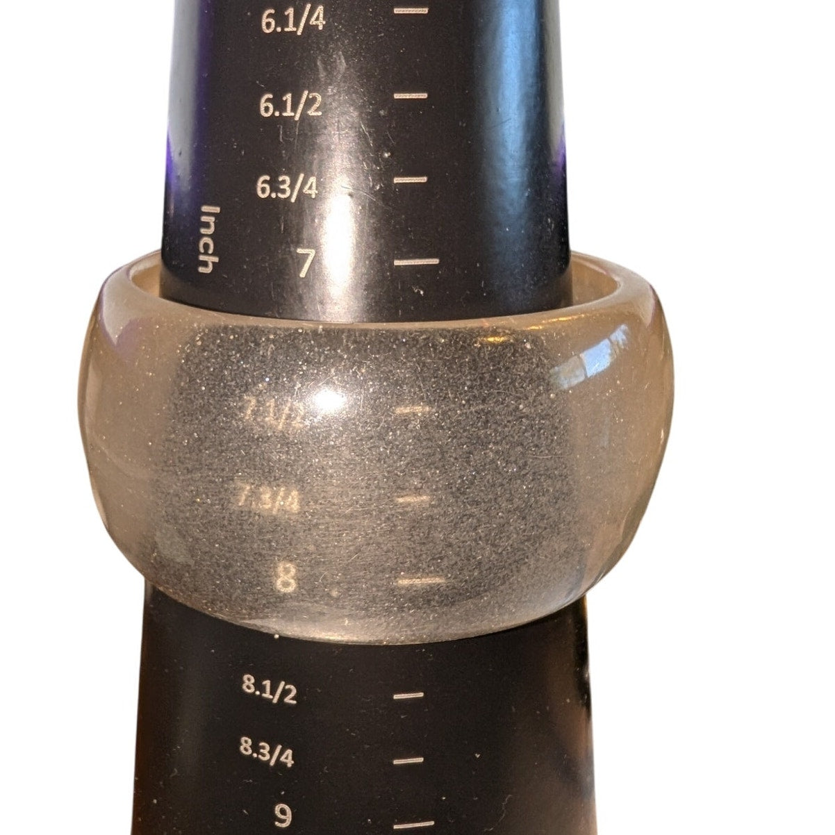 Vintage Clear Shimmer Translucent Lucite 1.5" Wide Bangle Bracelet