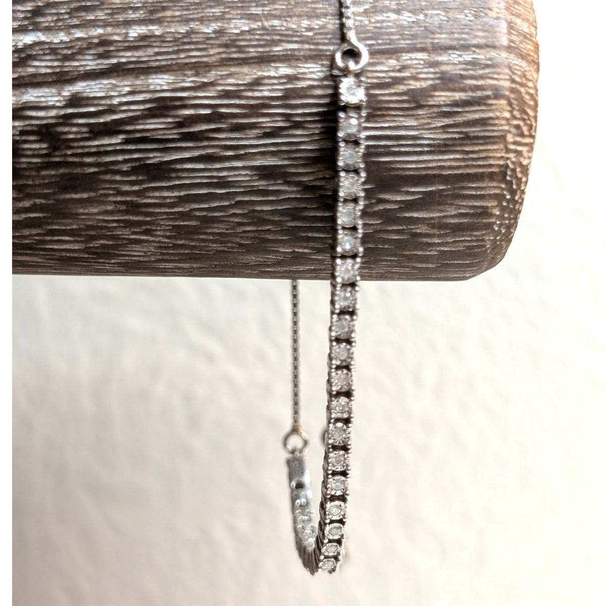Unique Designs 925 Sterling Silver Diamond Tennis Adjustable Pull Chain Bracelet