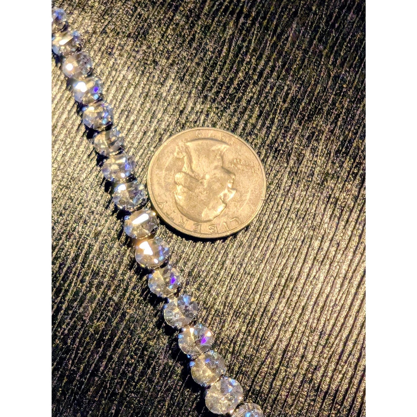 Vintage Oval Rhinestone Tennis Bracelet W/ Hand Signed Clasp