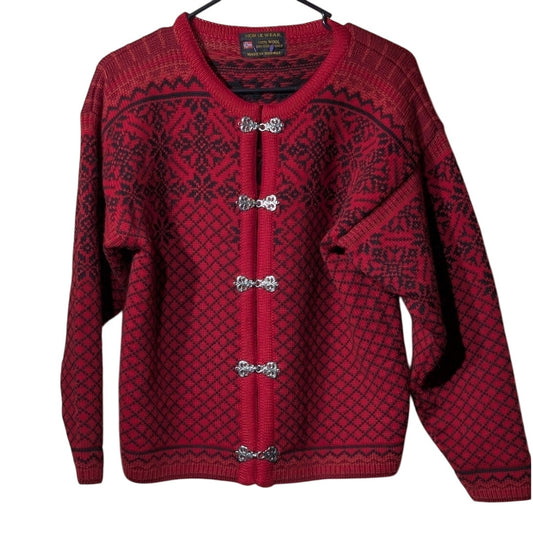 NORSKWEAR Nordic Red Wool Norwegian Cardigan Women's Size XS (Estimate)
