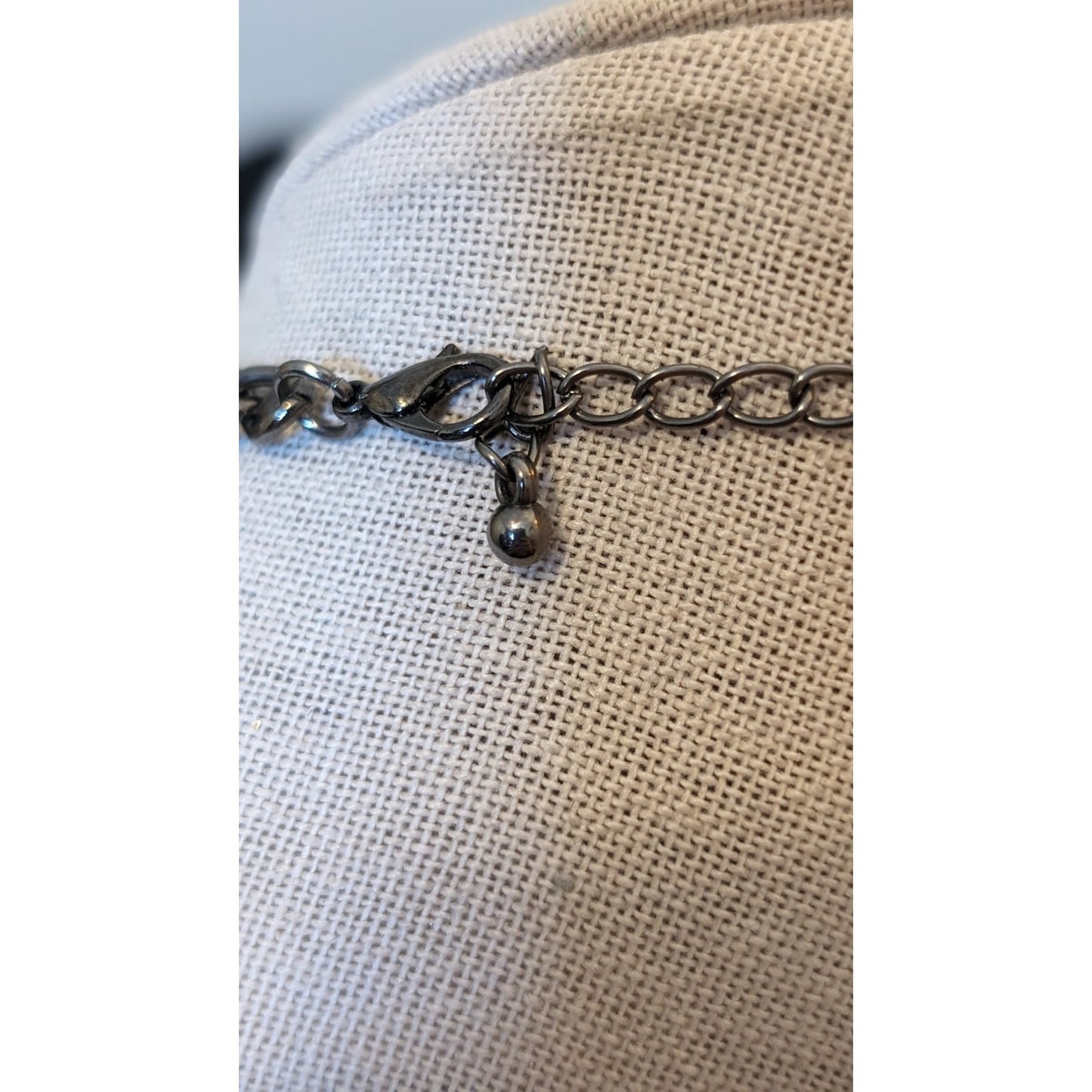 Gun Metal Crystal Dangle 18-21" Necklace