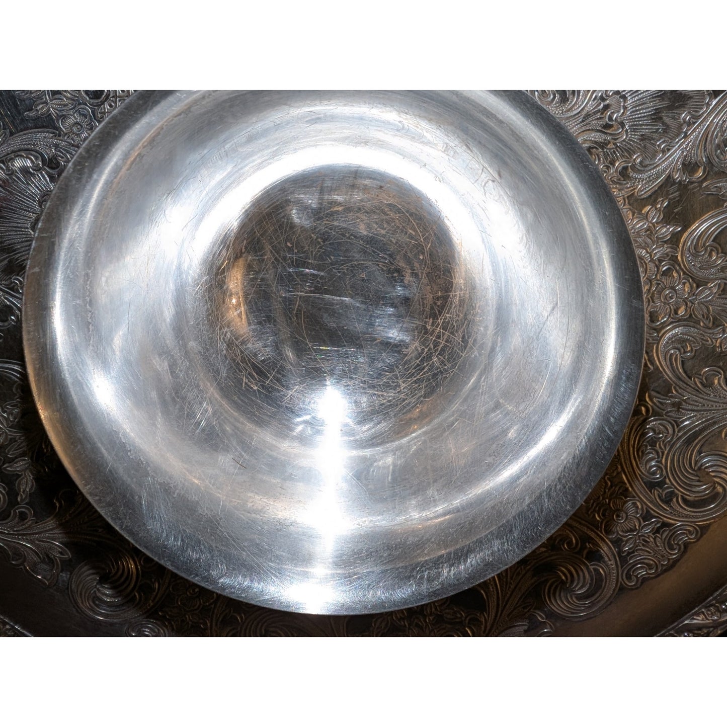 Wm Rogers & Son Spring Flowers 2066 Silver Plate Chip & Dip Platter Tray VTG