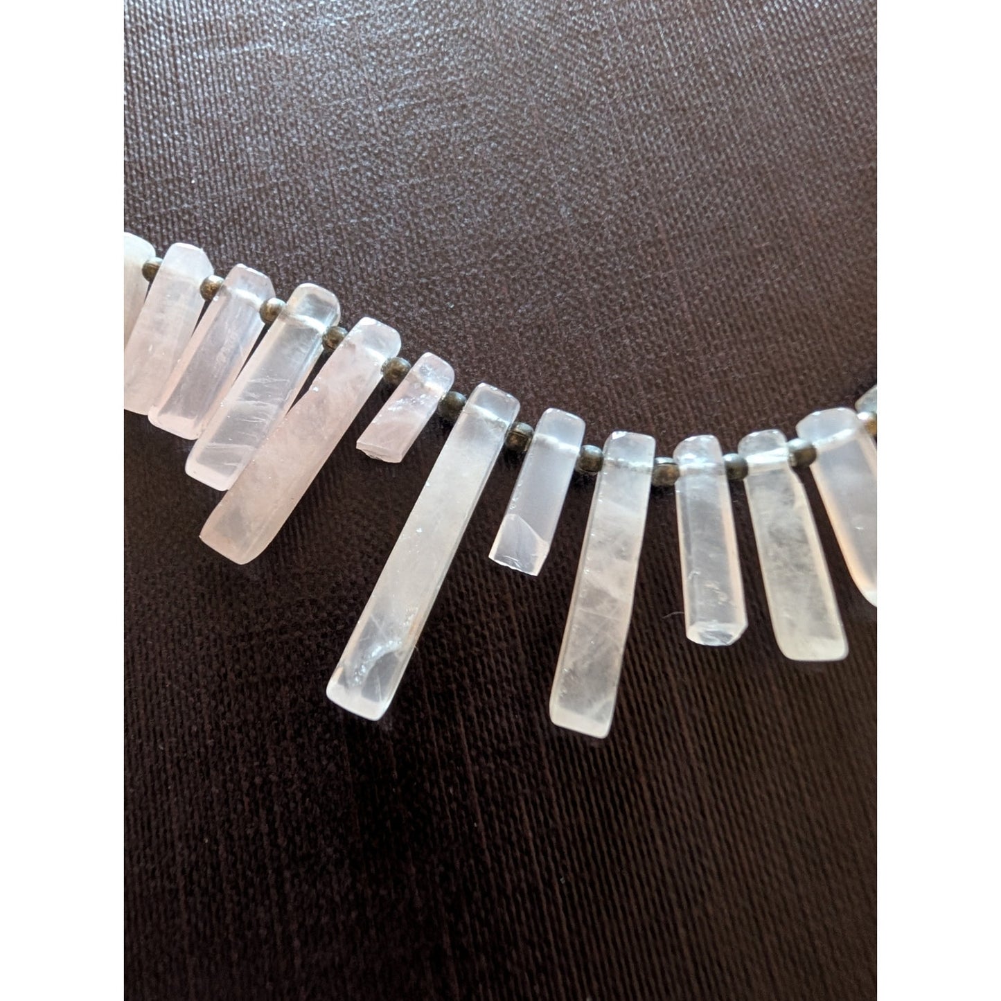Vintage Liquid Silver Handmade Pink Quartz Crystal Double Strand 25.5" Necklace