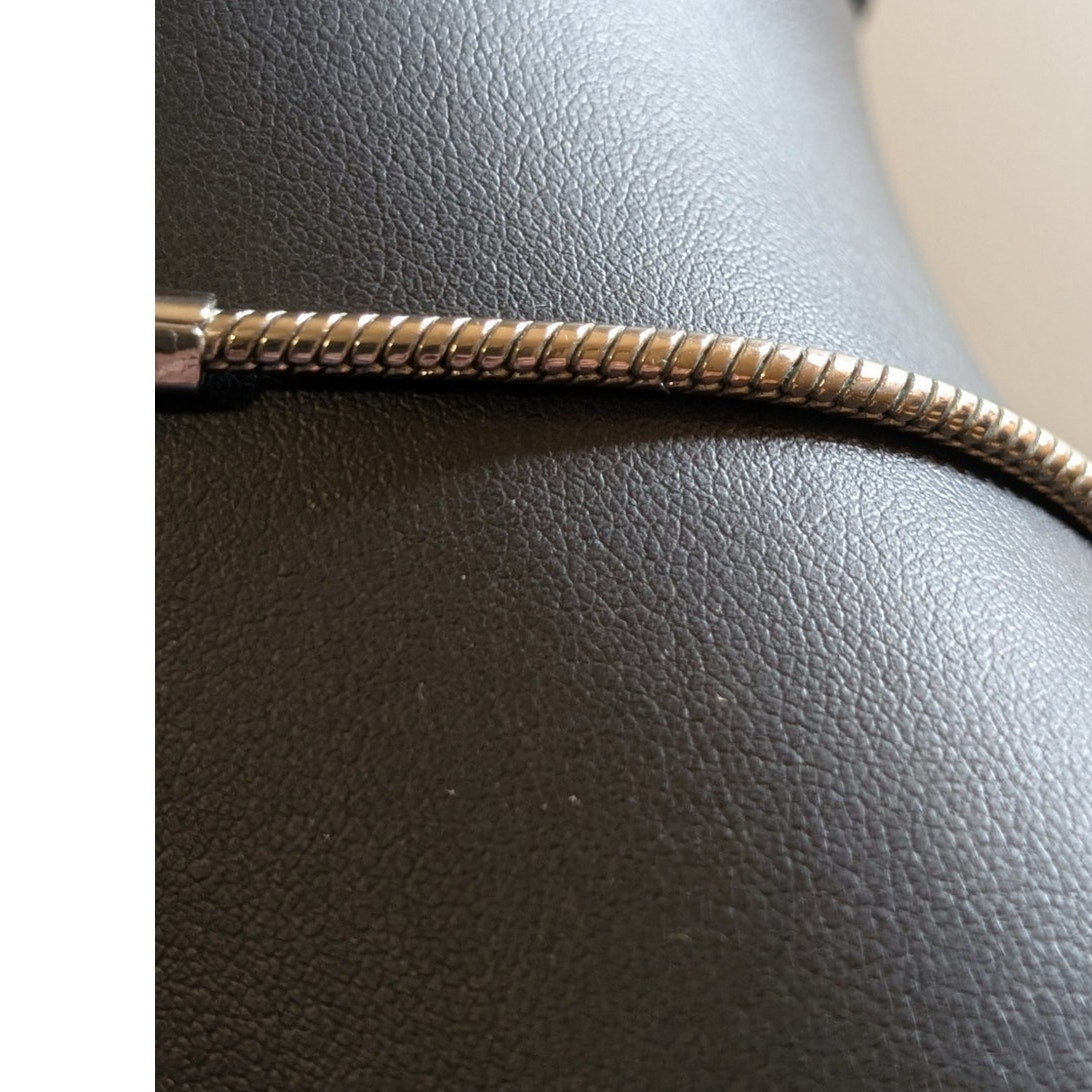 Chico's Black Cabochon Pendant Silver Tone Pendant Snake Chain Necklace