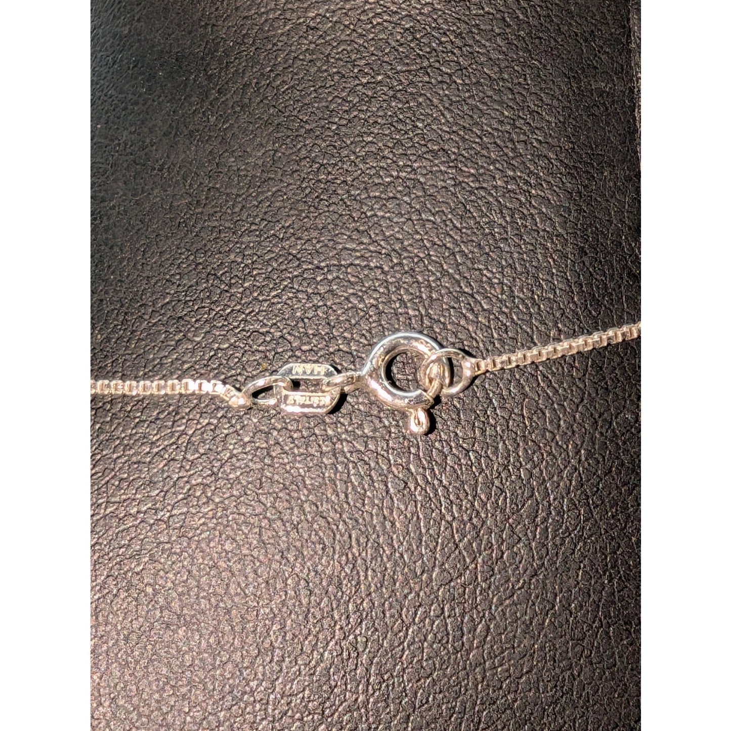 Vintage Sterling Silver Amethyst Cabochon Pendant Box Chain 16" Necklace