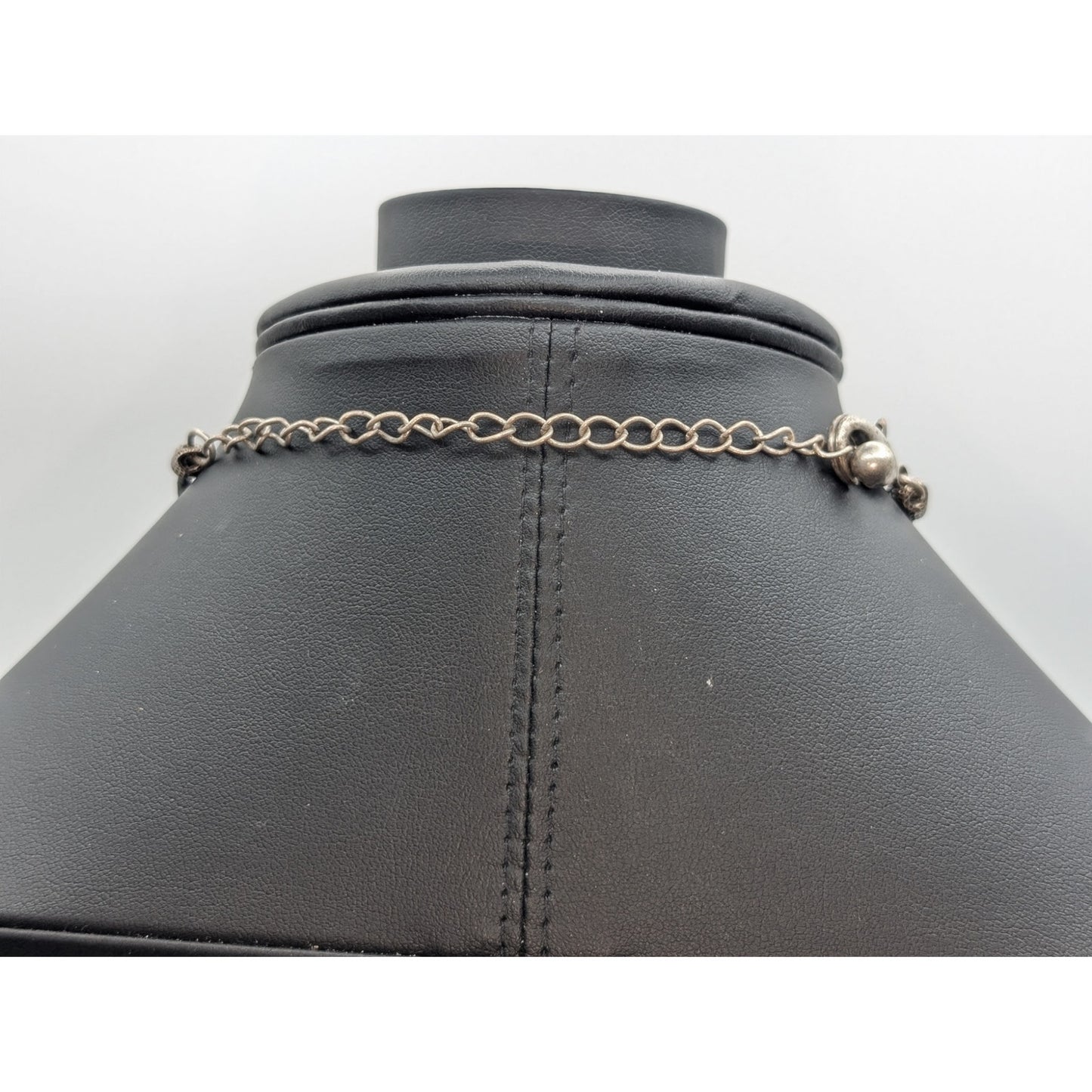 Chico's Silver Tone Corded Loopy Dangle Beaded 16"-20" Necklace